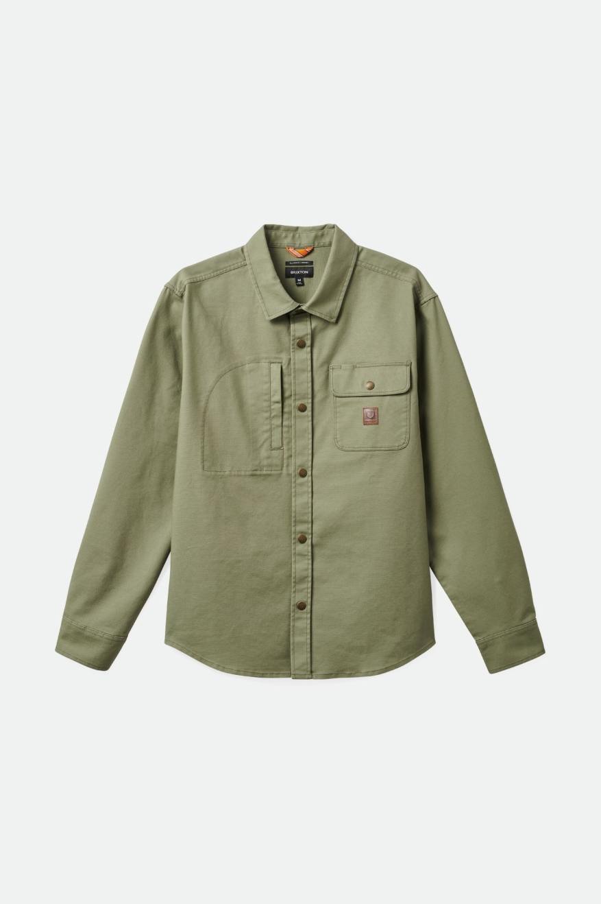 brixton-builders-stretch-overshirt-olive-surplus-canvas image 1