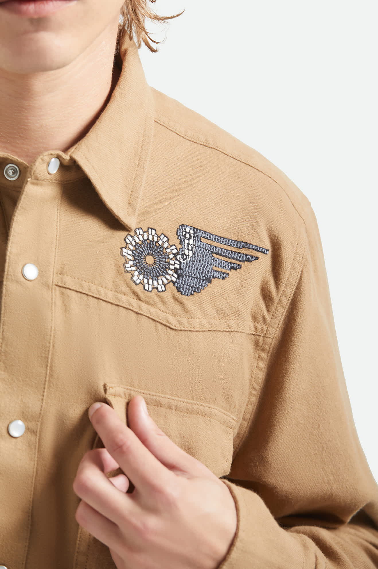 brixton-waylon-lightweight-overshirt-hemd-khaki-baumwolle image 5