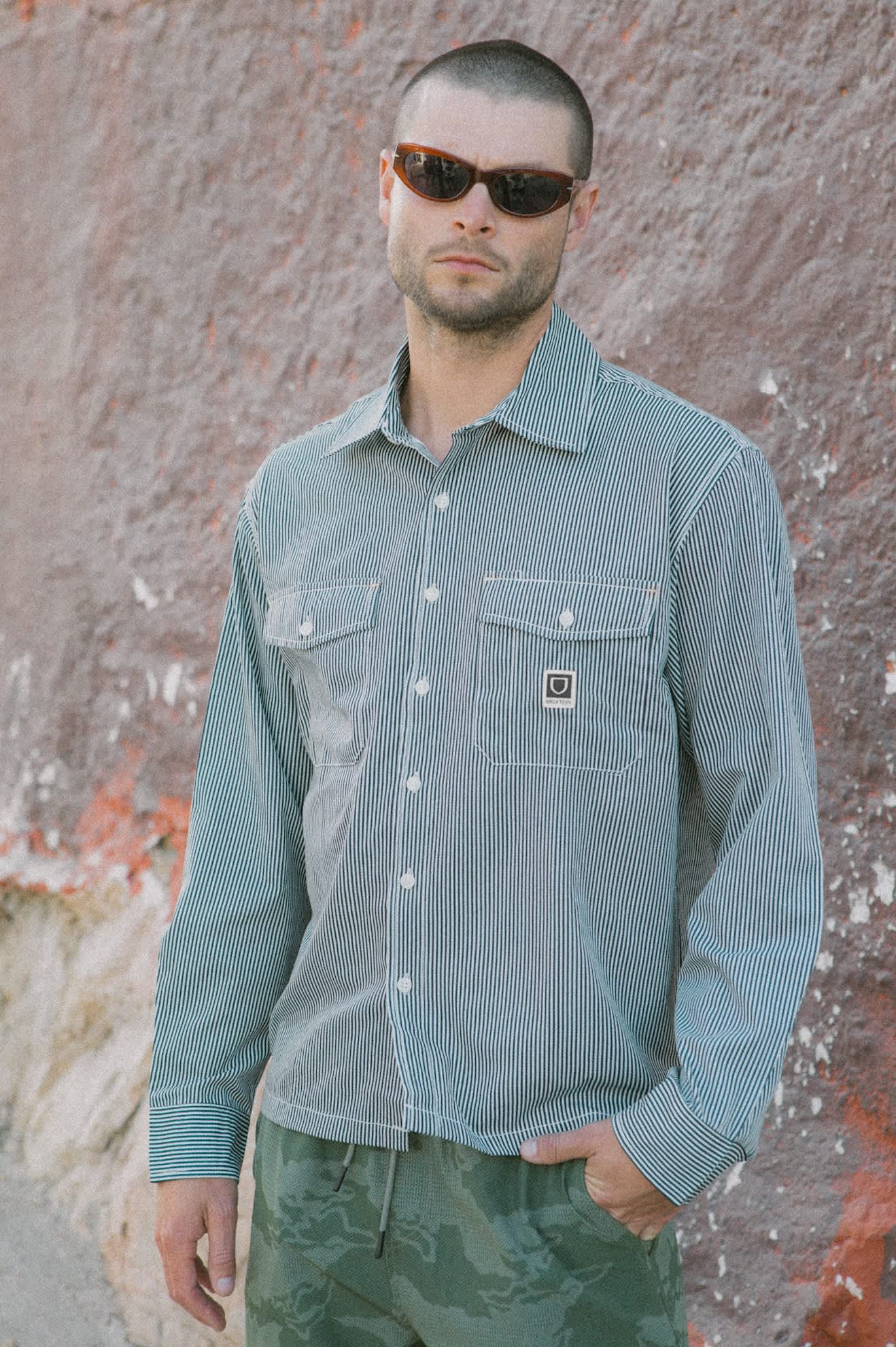 brixton-journey-lightweight-hemd-navy-white-stripe-langarm image 7