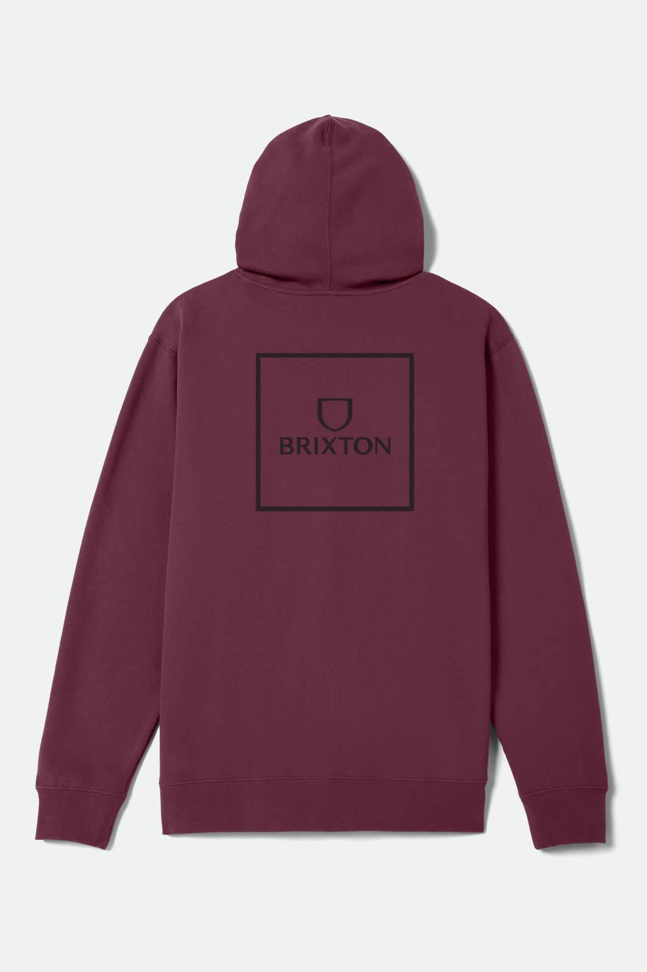brixton-alpha-square-hoodie-maroon-black-baumwolle image 1