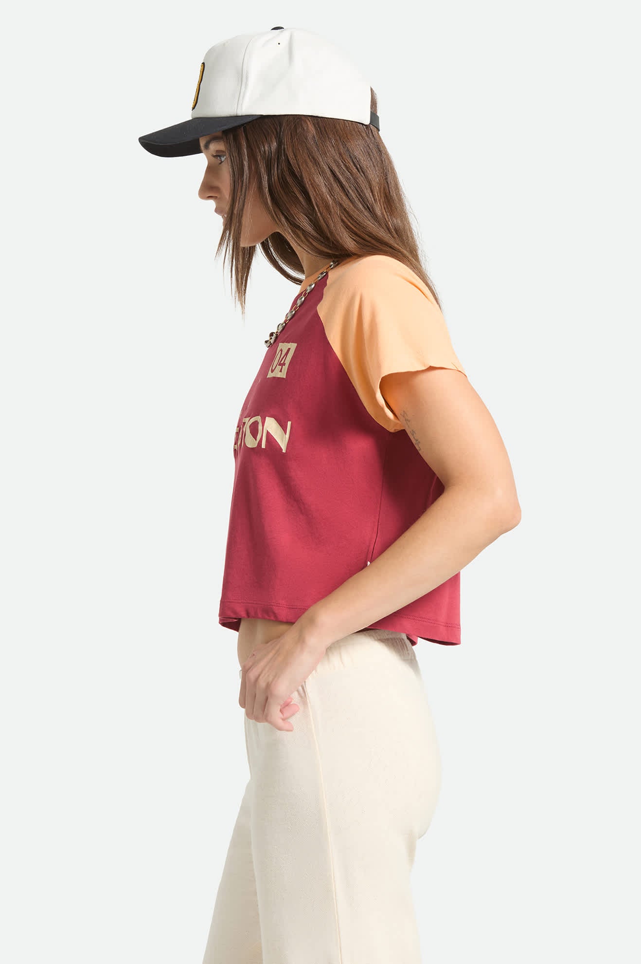 brixton-swallow-sky-cropped-raglan-robust-red-crop-shirt image 3