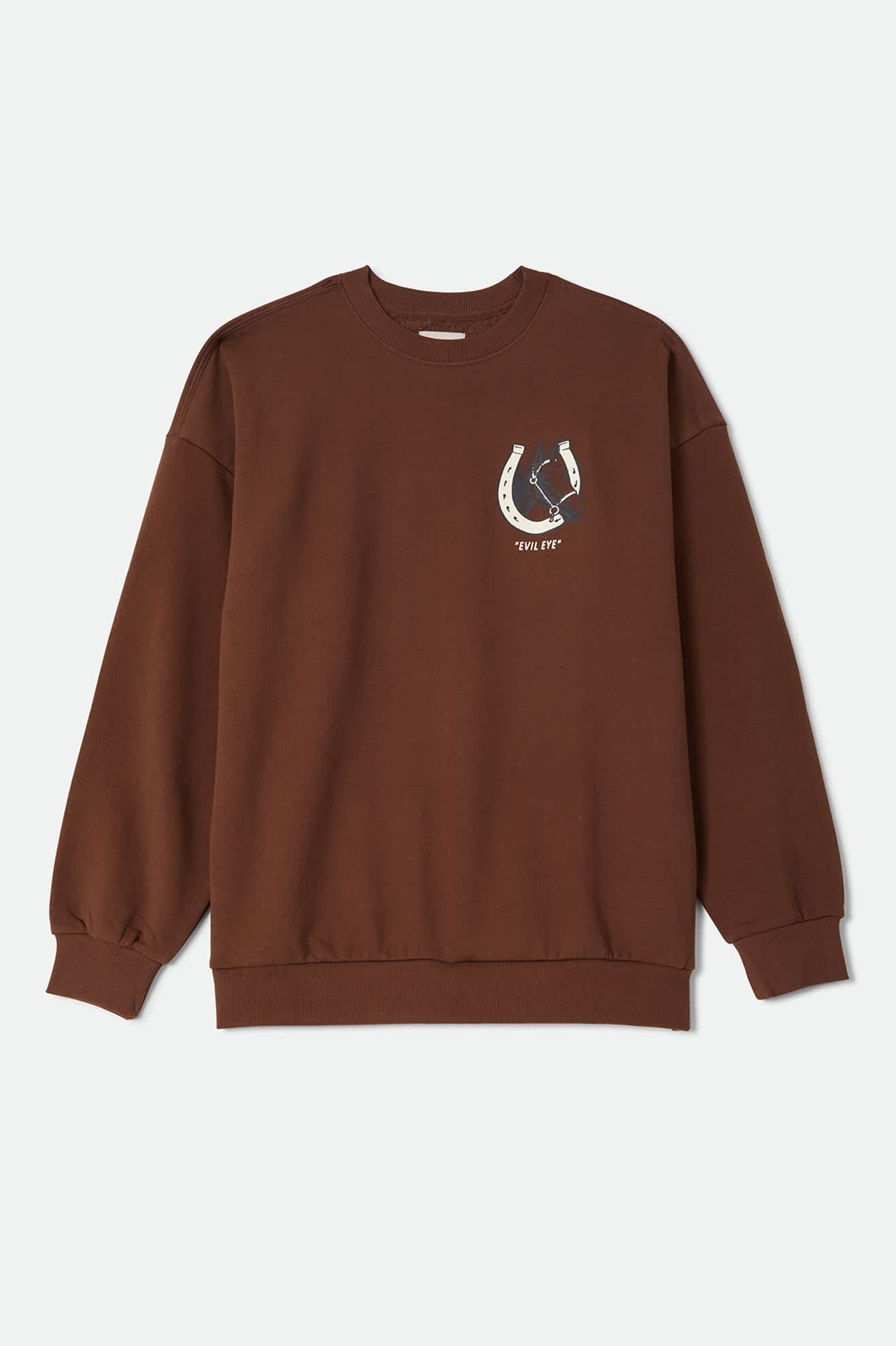 brixton-evil-eye-horseshoe-oversized-crew-pinecone-brown image 1