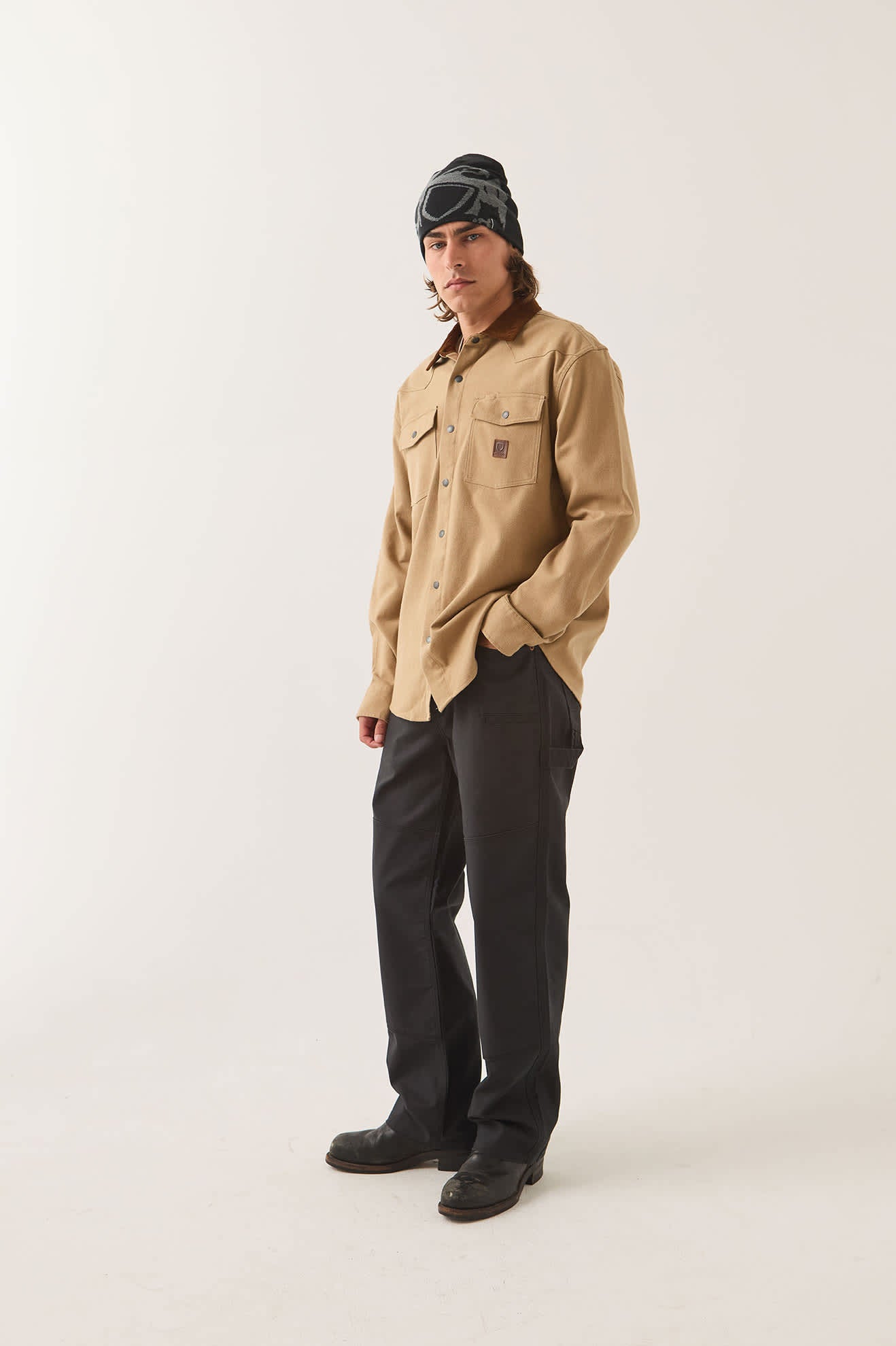 brixton-bowery-builders-ranch-flanellhemd-khaki-braun image 3
