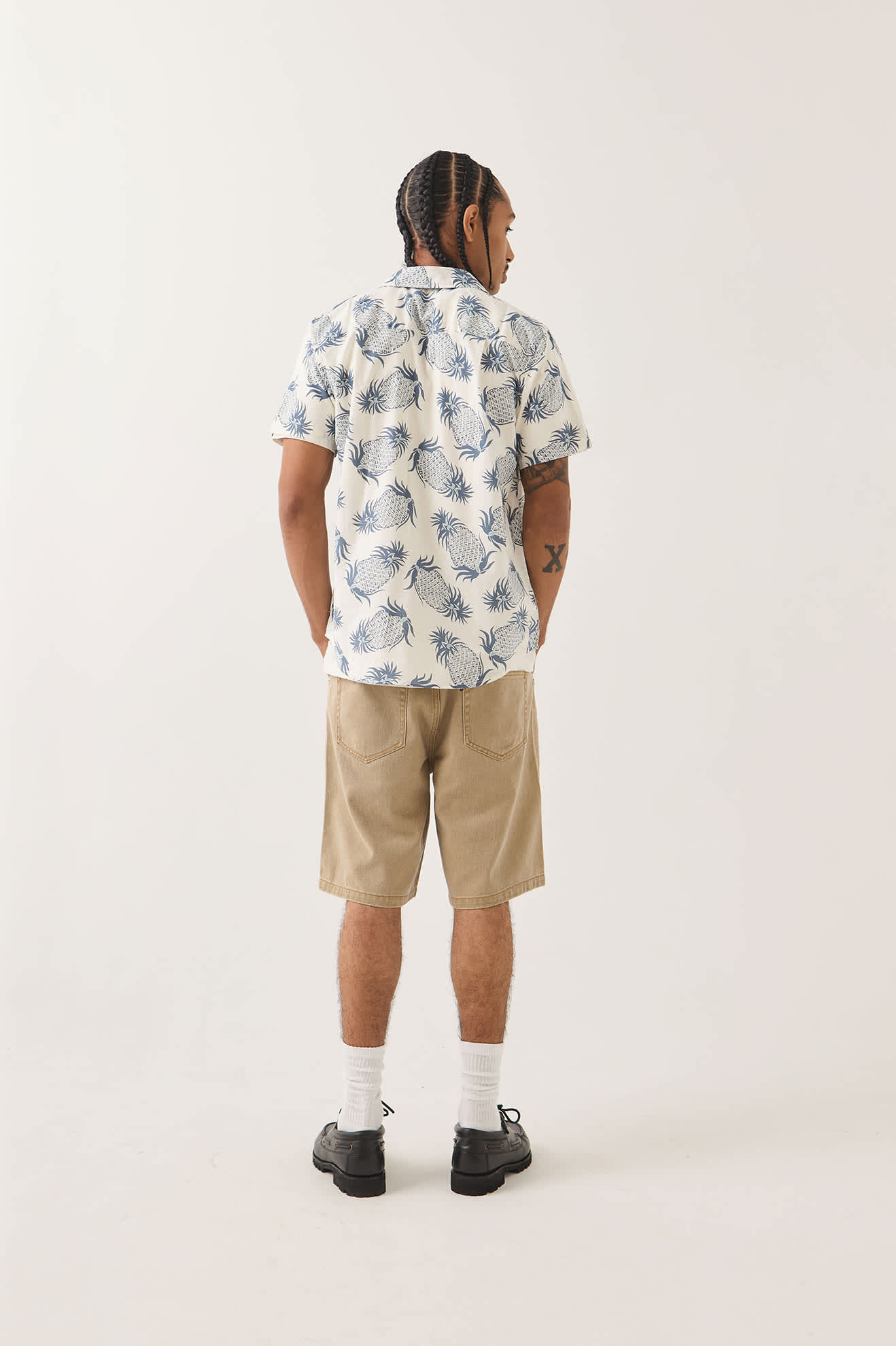 brixton-charter-print-shirt-off-white-pineapple-kurzarmhemd image 4