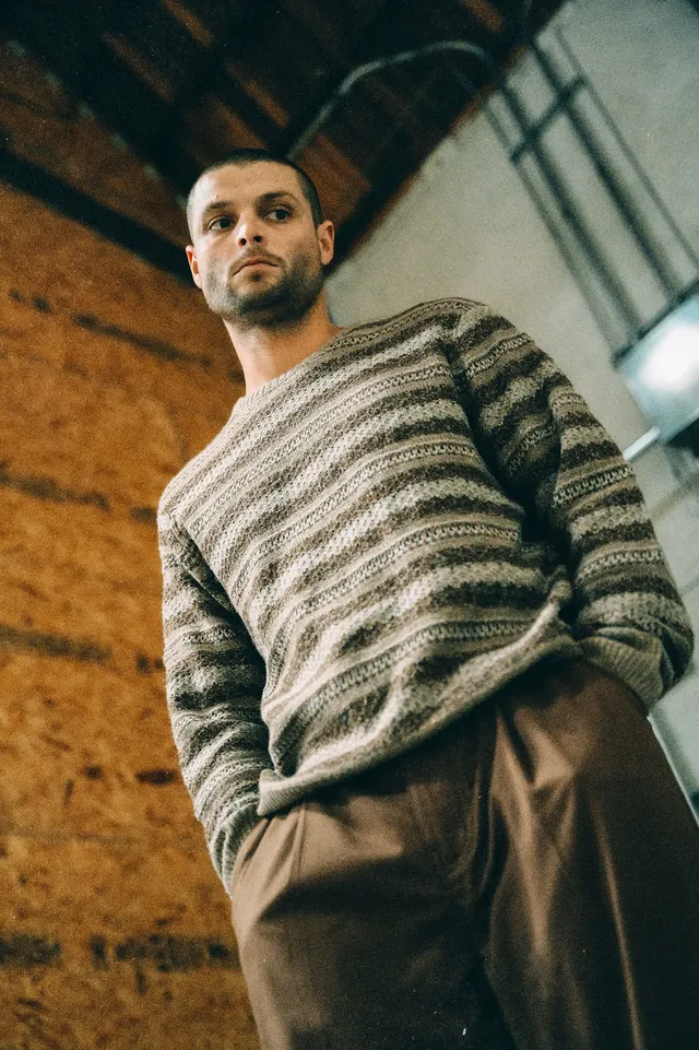 brixton-midnight-crew-sweater-multi-neutral-stripe-pulli image 1