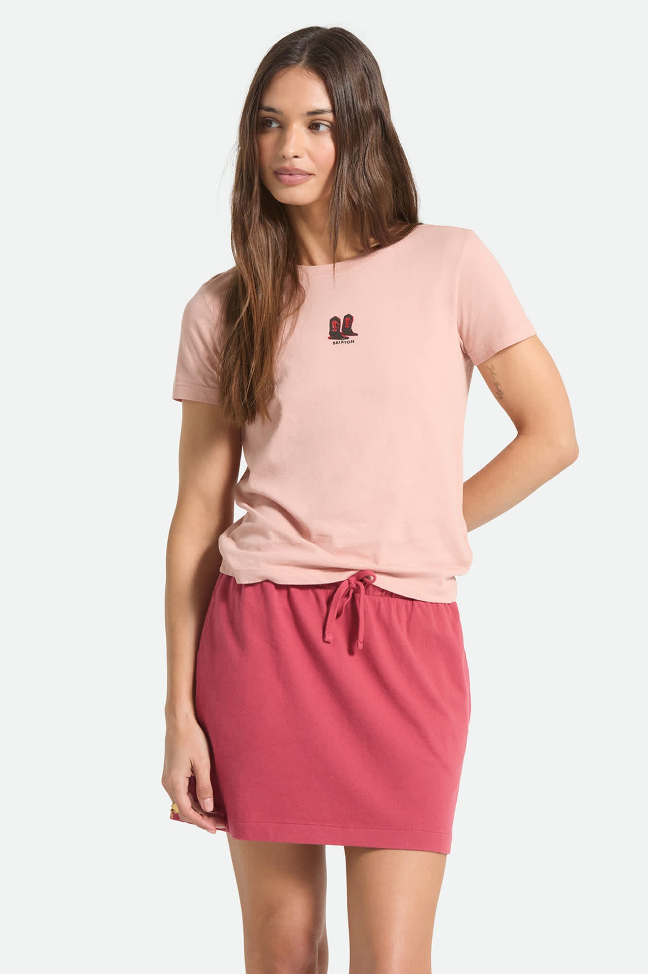 brixton-two-boots-slim-crew-t-shirt-silver-pink-baumwolle image 1