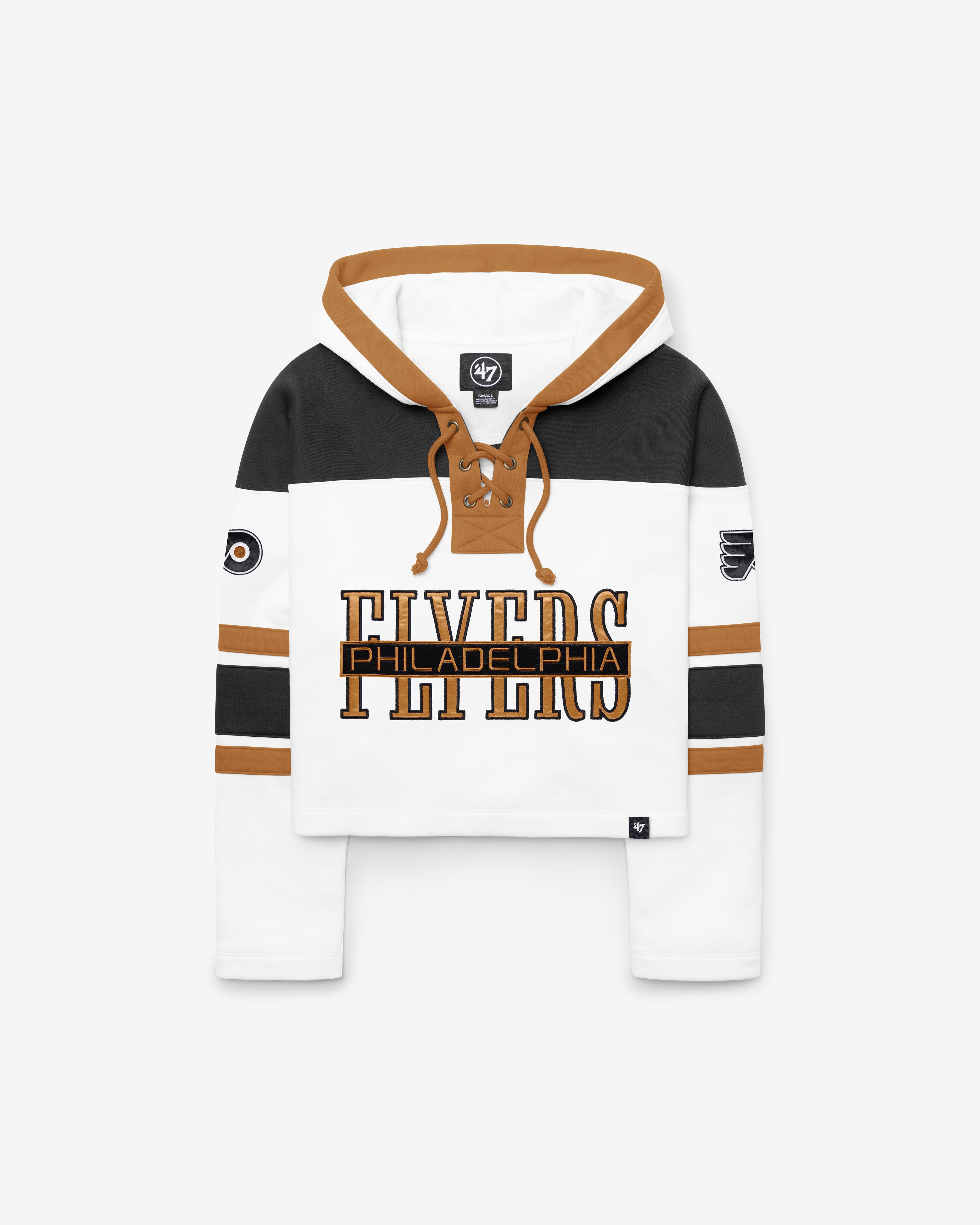 47-lacer-philadelphia-flyers-damen-hoodie-white-wash-cropped image 1