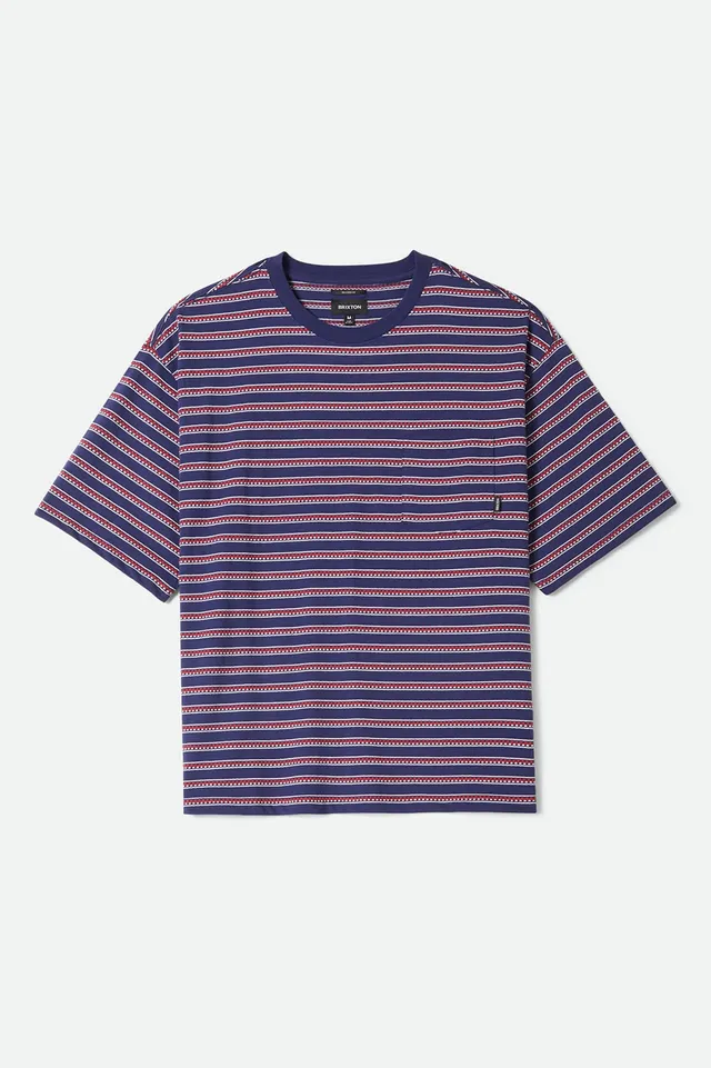 brixton-poolside-pique-box-crop-t-shirt-navy-baumwolle image 1
