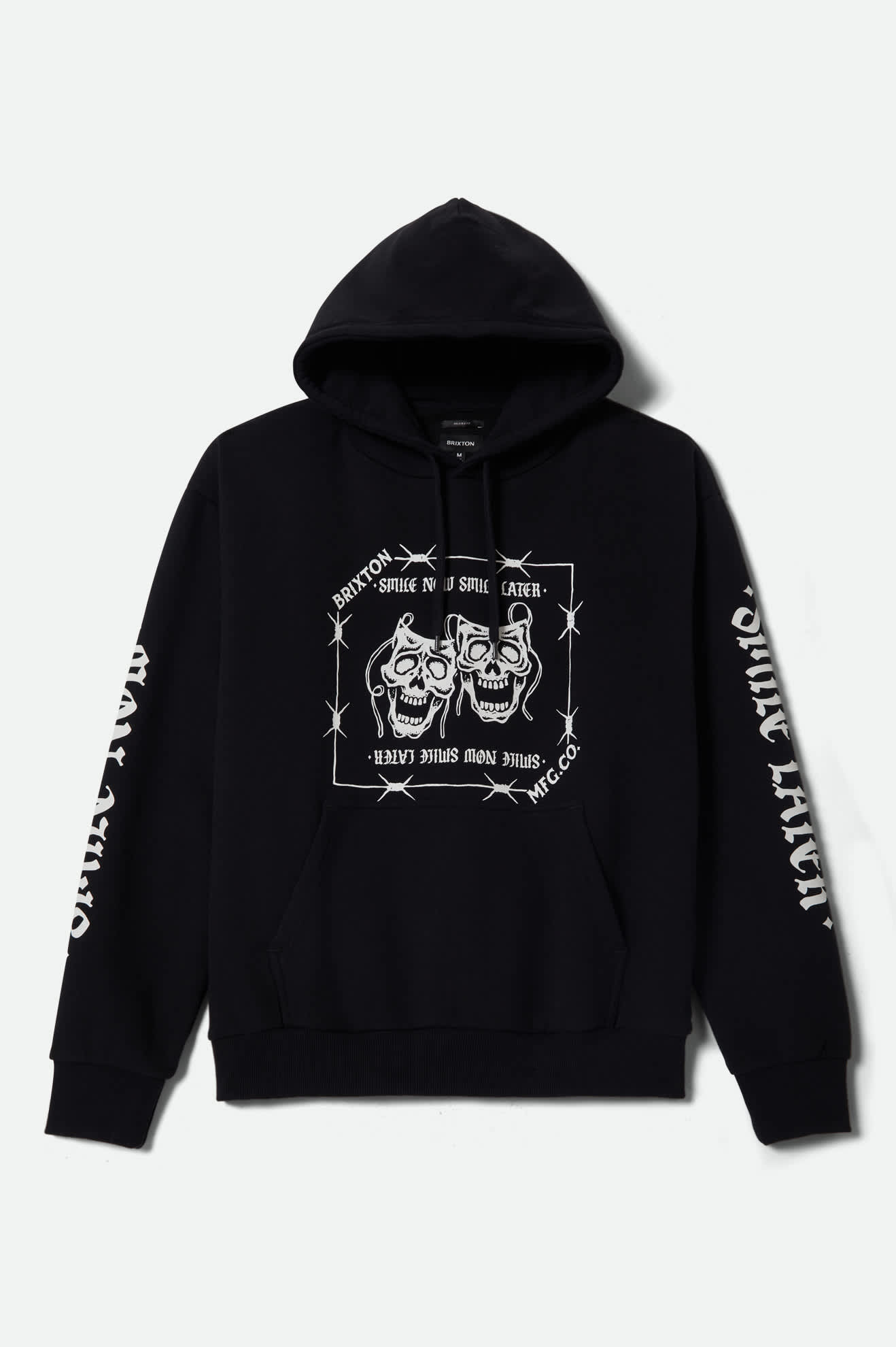 brixton-smile-always-hoodie-black-worn-wash-baumwolle image 1