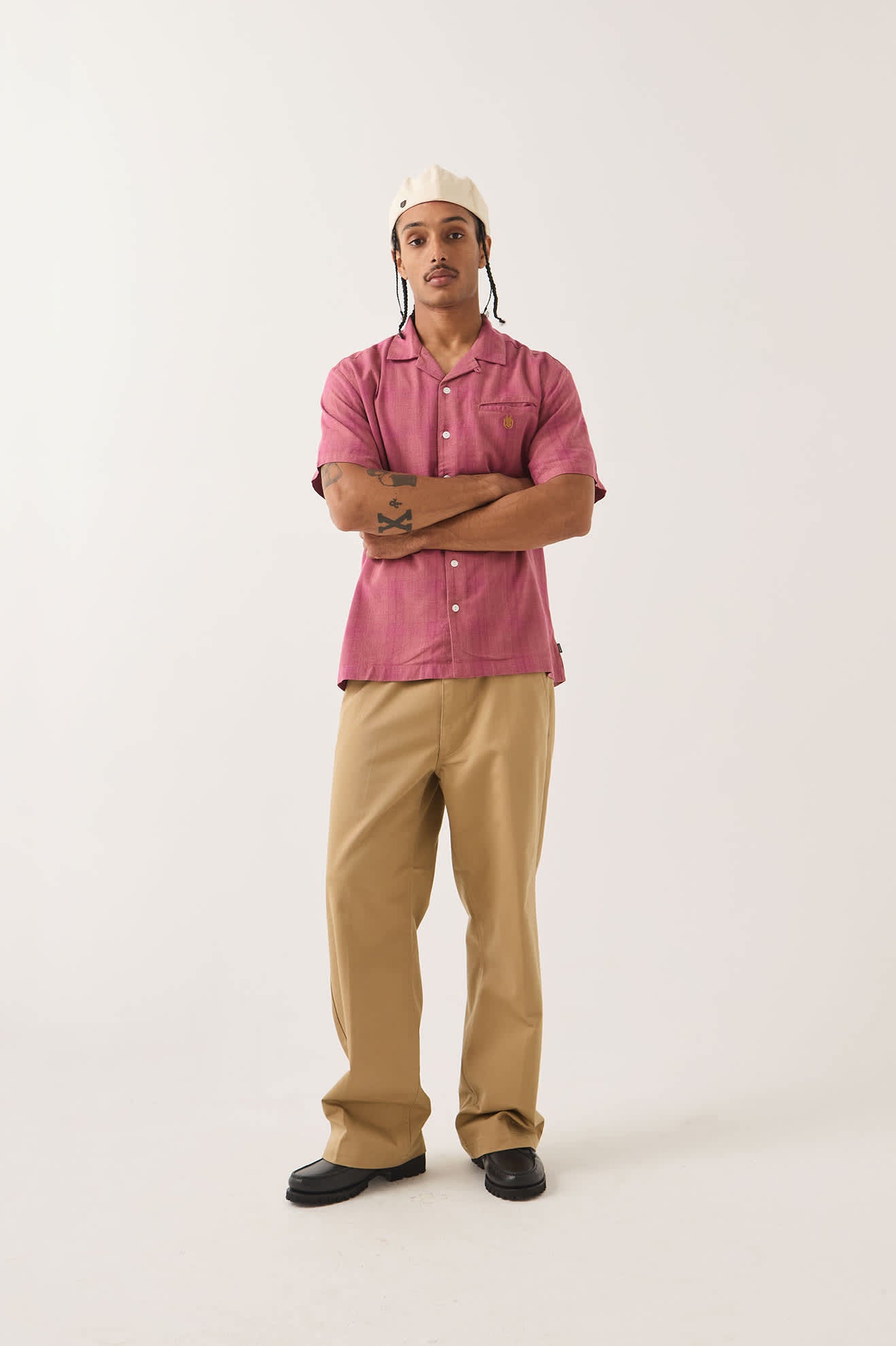 brixton-century-shirt-kurzarmhemd-pink-shadow-plaid-viskose image 2