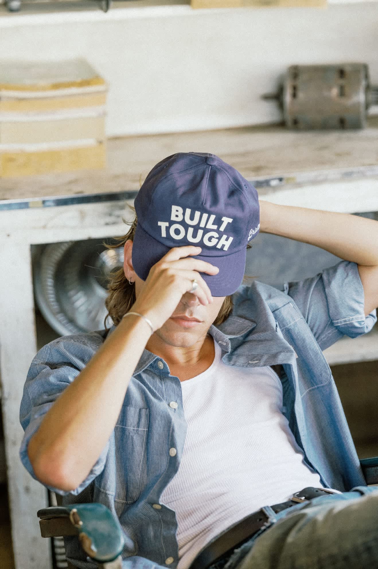 brixton-ford-built-tough-snapback-cap-navy-baumwolle image 6