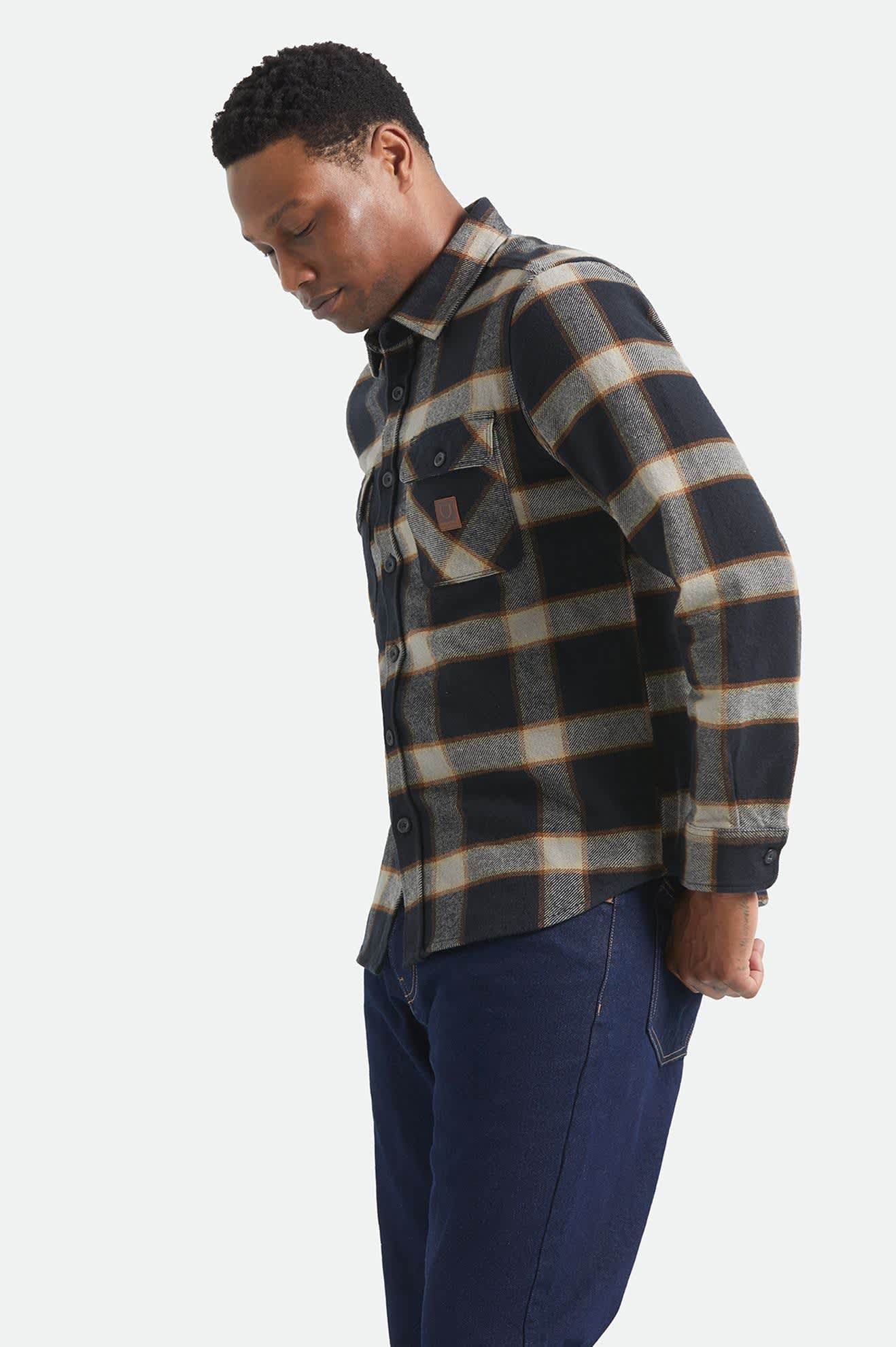 brixton-bowery-flannel-herren-flanellhemd-black-cream image 5