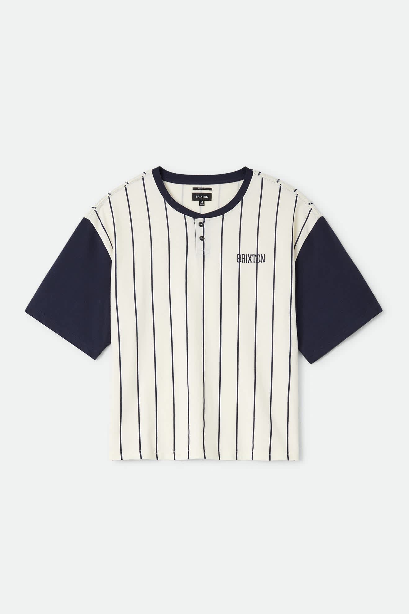 brixton-boxy-baseball-langarmshirt-off-white-stripe-washed-navy image 1