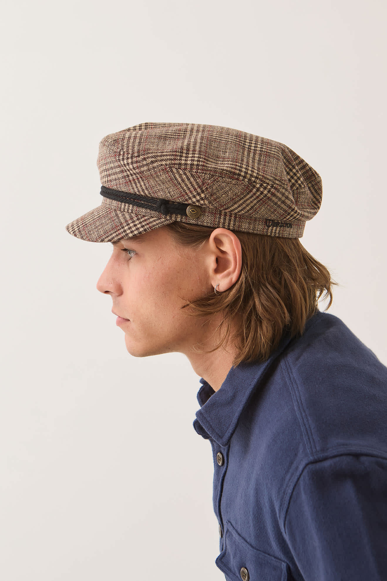 brixton-fiddler-fisherman-cap-schieberm-tze-kariert-braun image 3