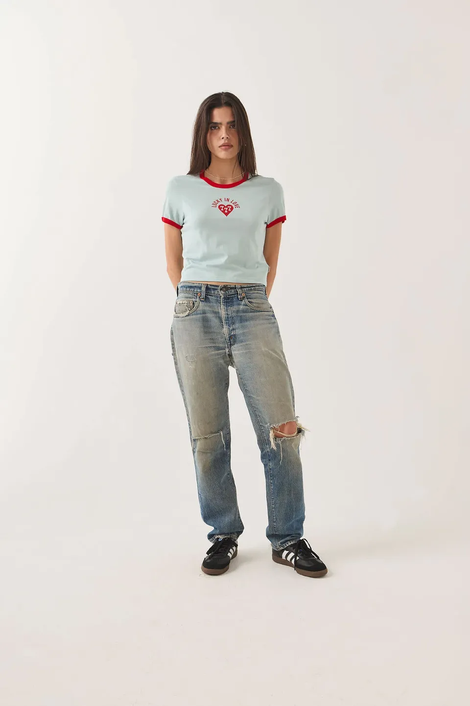 brixton-lucky-in-love-baby-t-shirt-sea-grass-rot image 1