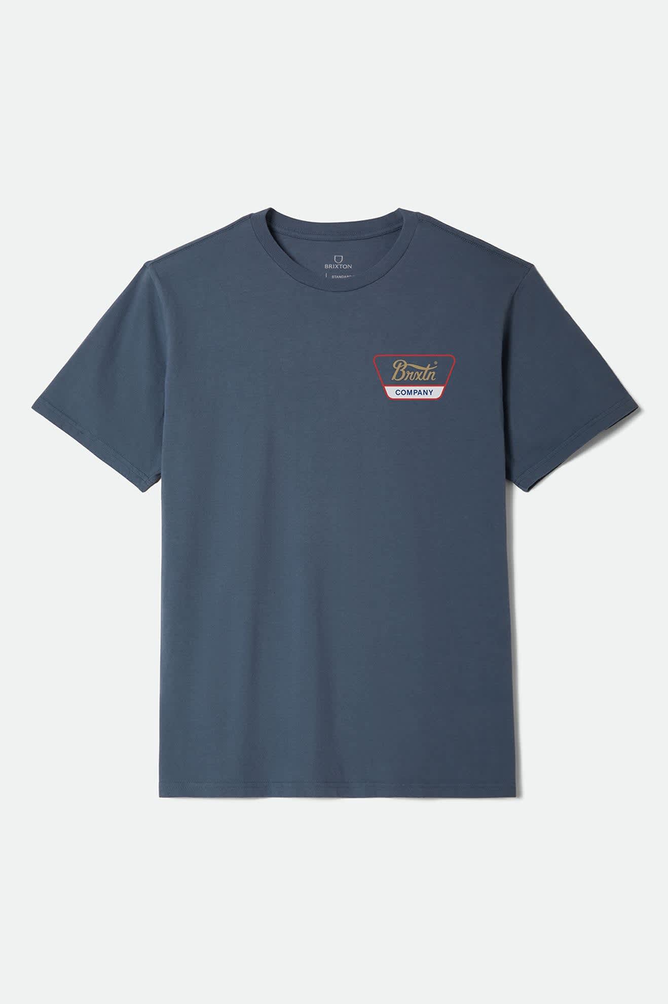 brixton-linwood-t-shirt-navy-rot-kupfer-mit-print image 1