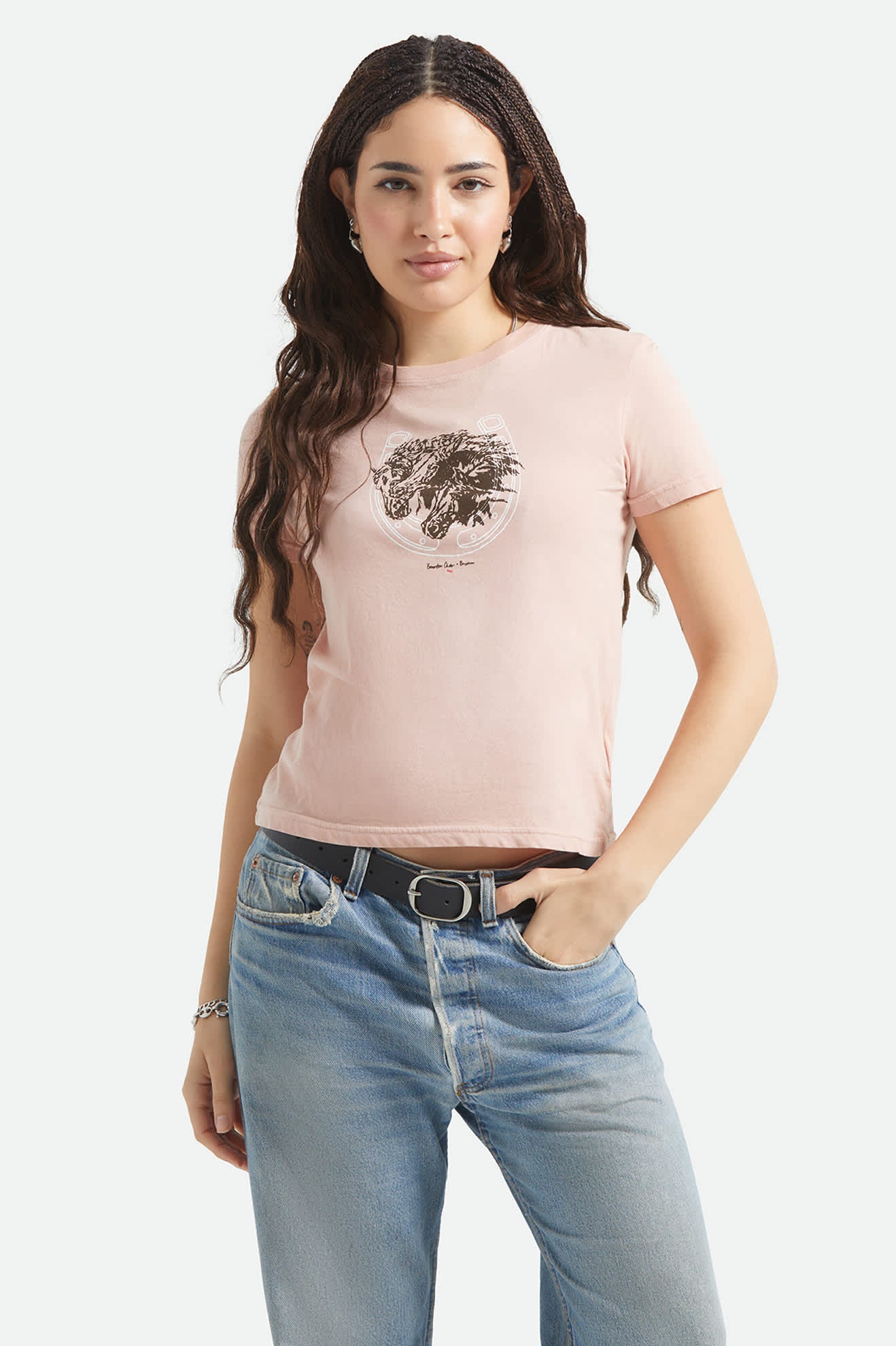 brixton-pony-club-slim-crew-t-shirt-silver-pink-print image 1