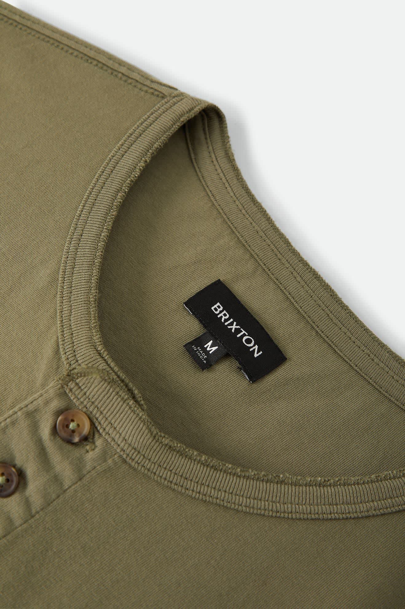 brixton-baseline-henley-t-shirt-olive-surplus-vintage-wash image 3