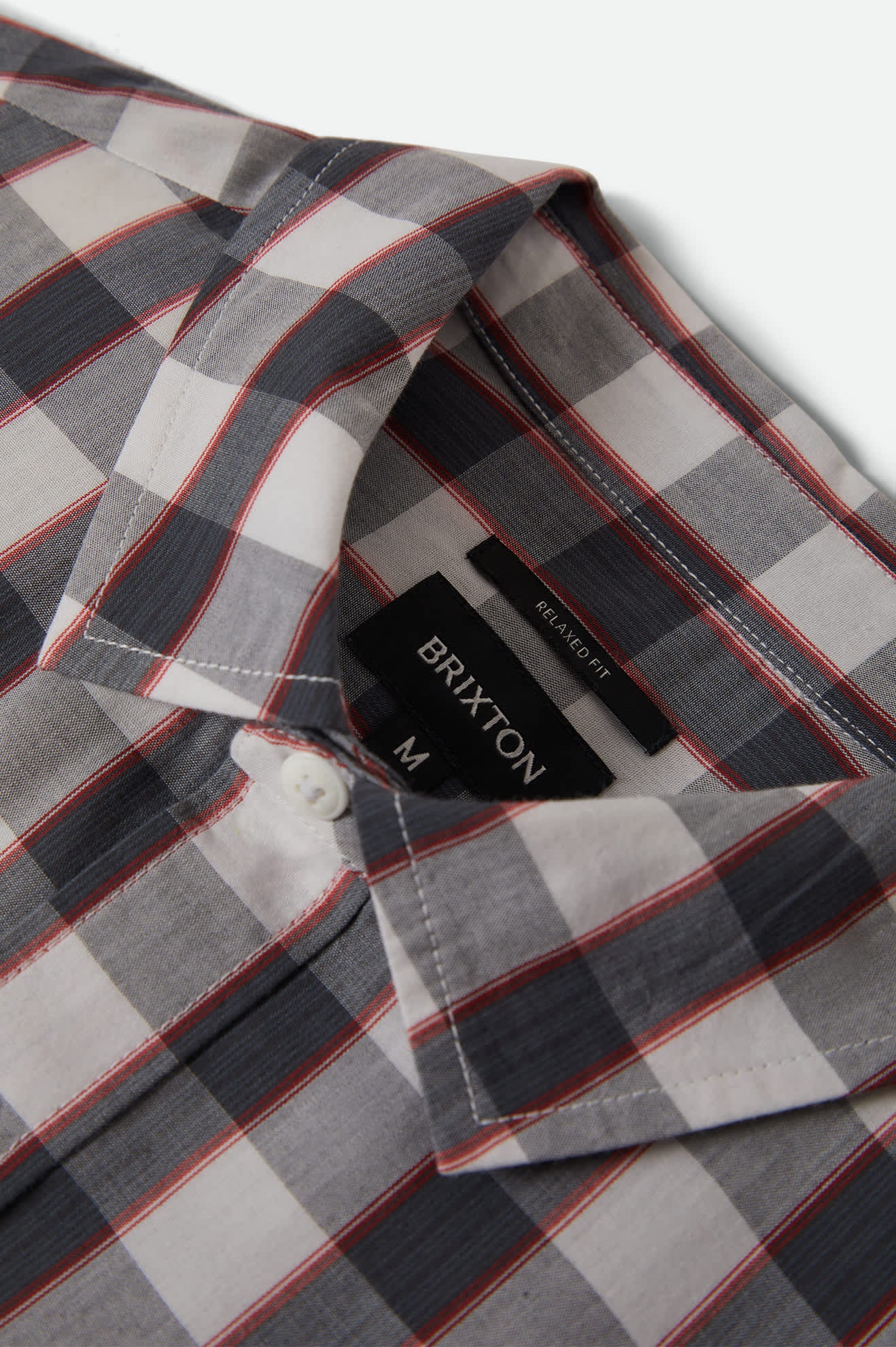 brixton-cru-plaid-kurzarmhemd-schwarz-off-white-rot-karohemd image 4