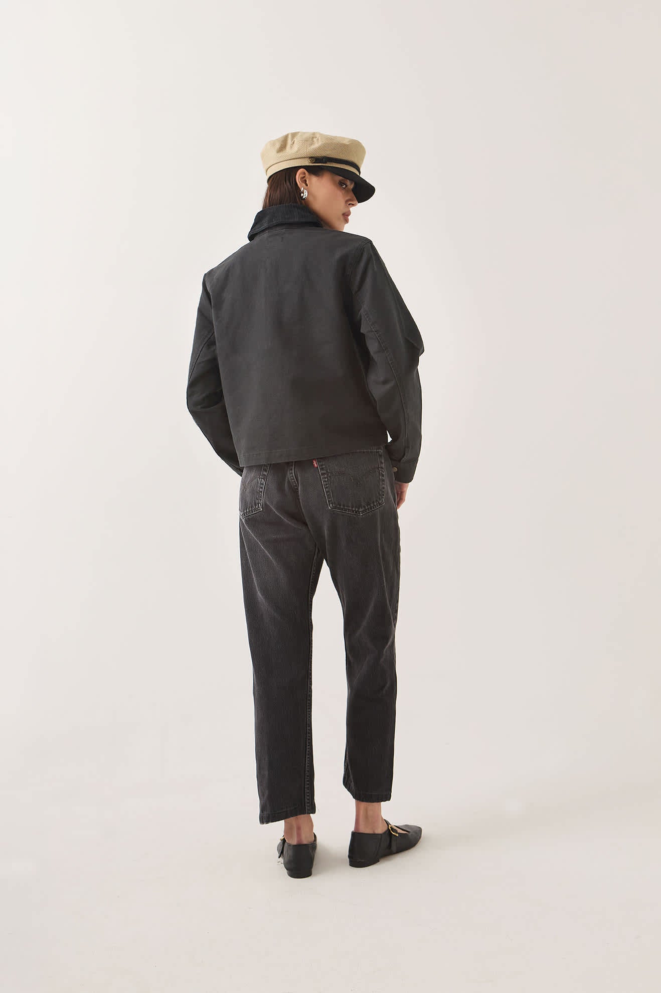 brixton-mechanics-garage-zip-jacke-damen-schwarz-canvas image 2