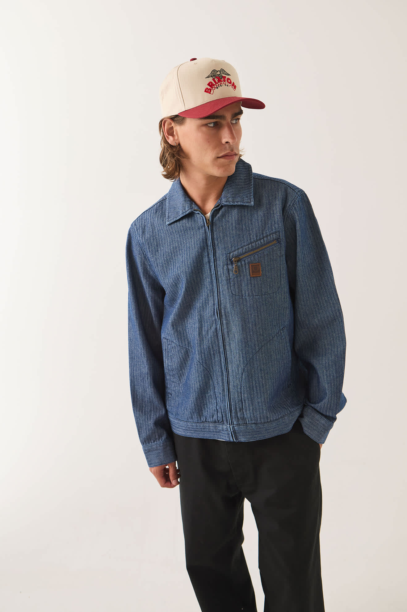 brixton-mechanic-garage-zip-jacke-indigo-herringbone-canvas image 3