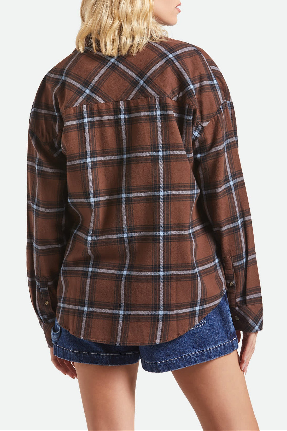 brixton-bowery-vintage-overshirt-flanellhemd-braun-blau image 4