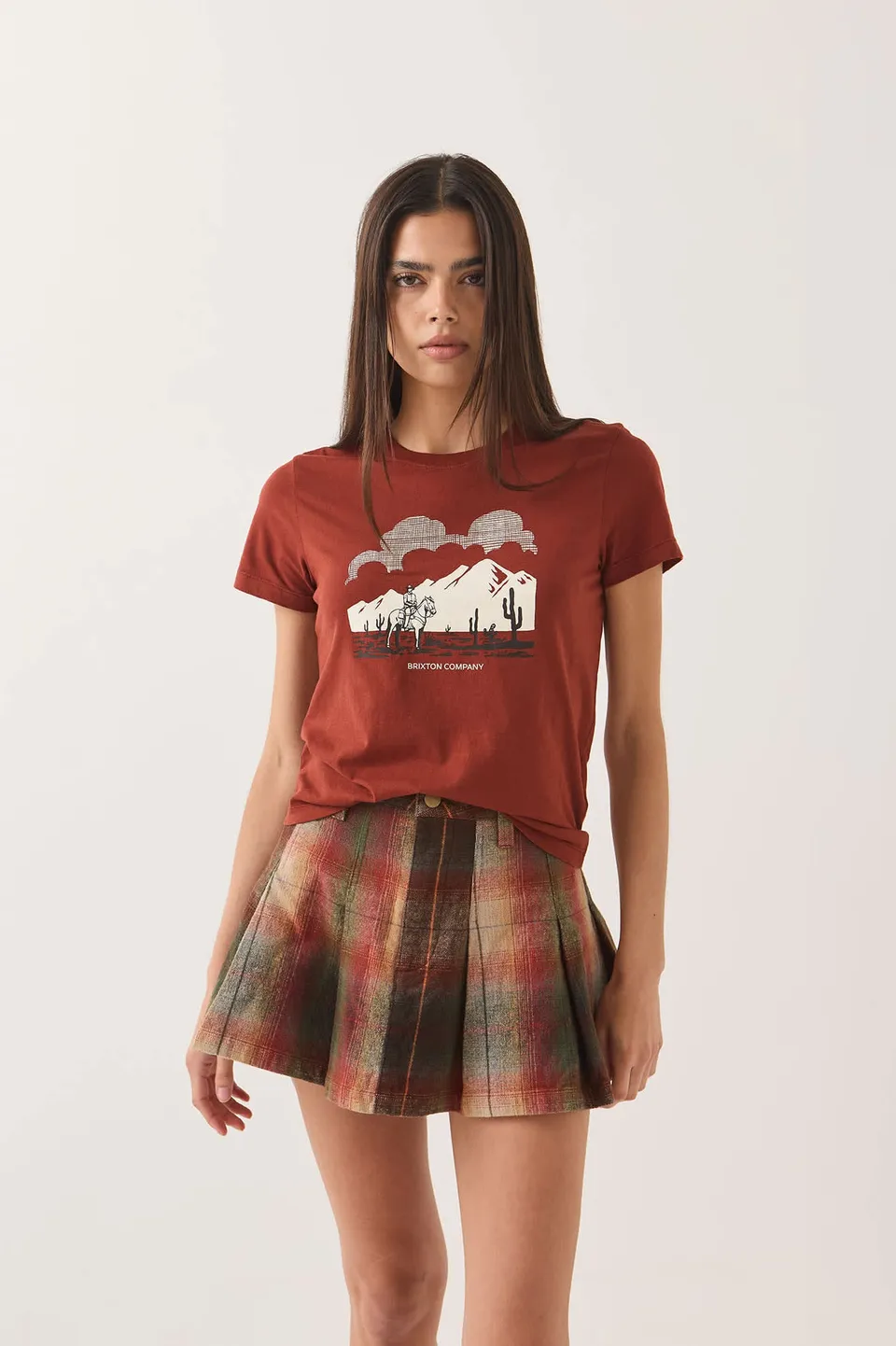 brixton-great-springs-slim-t-shirt-dark-brick-damen image 1