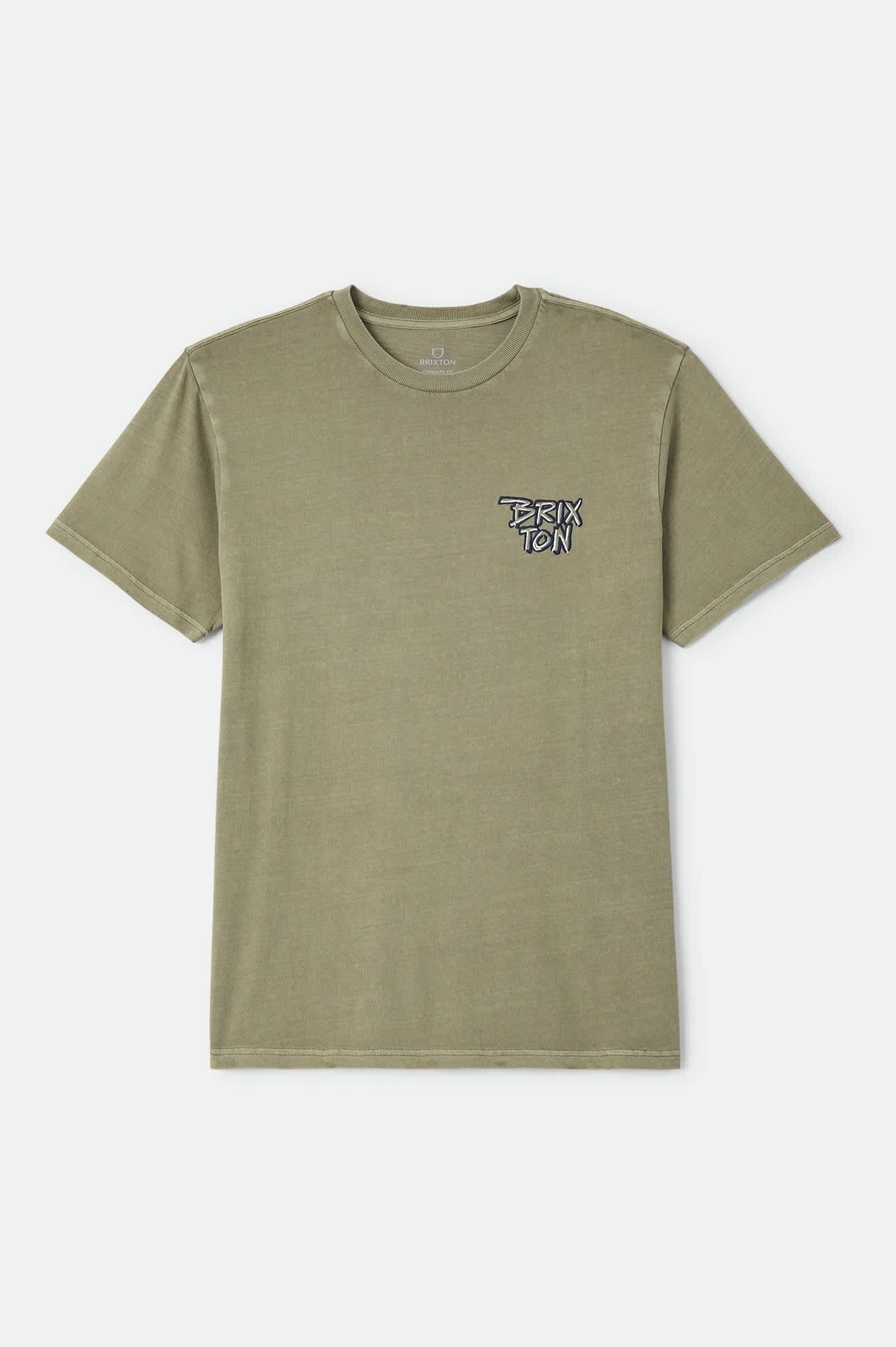 brixton-rockton-t-shirt-herren-olive-surplus-worn-wash-baumwolle image 1