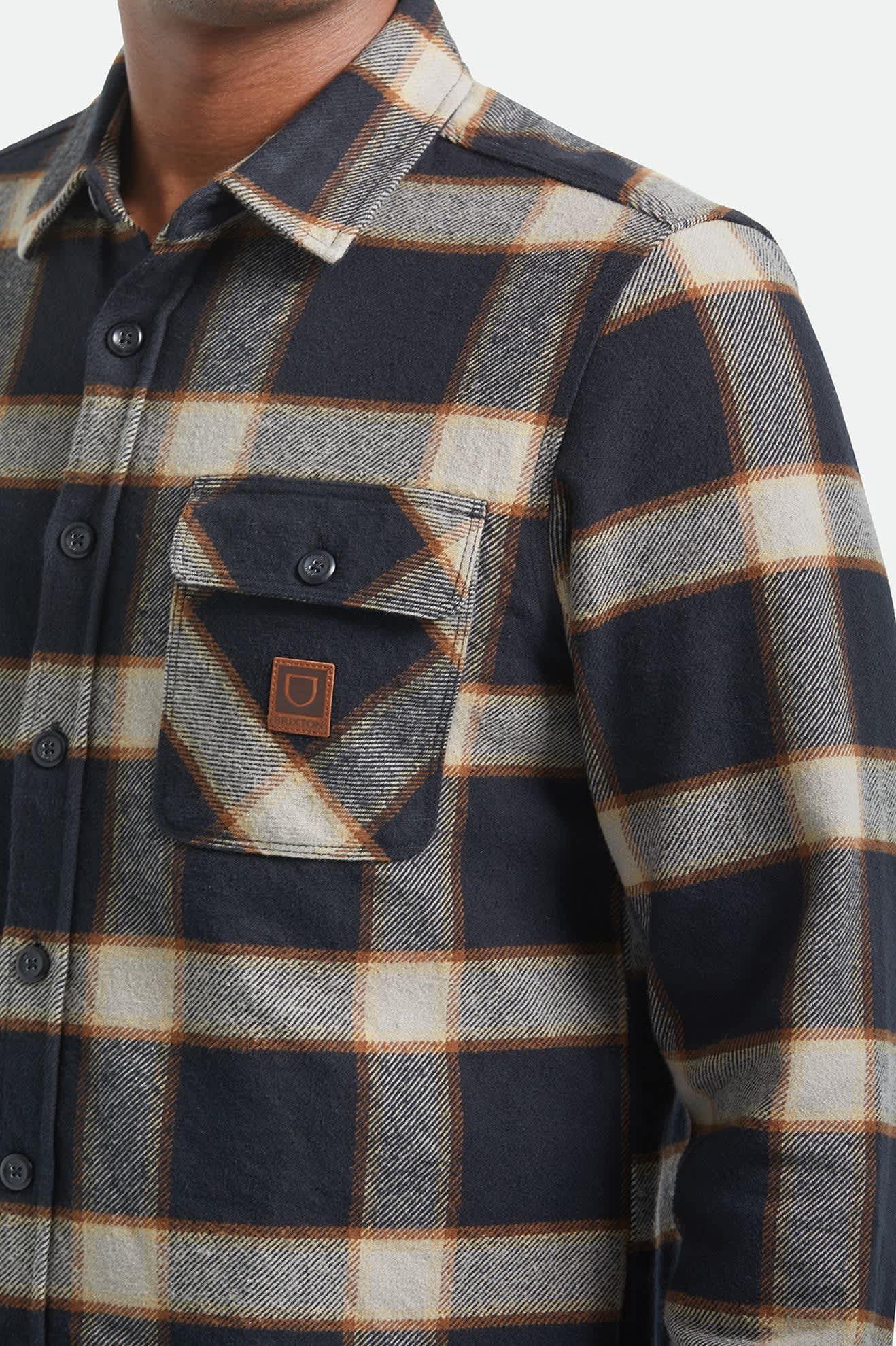 brixton-bowery-flannel-herren-flanellhemd-black-cream image 6