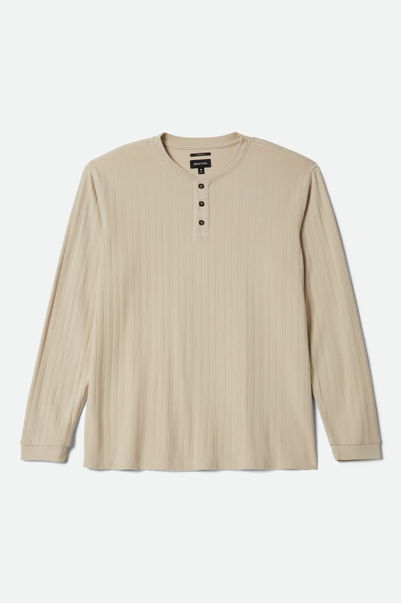 brixton-vintage-ribbed-henley-langarm-beige-baumwolle image 1