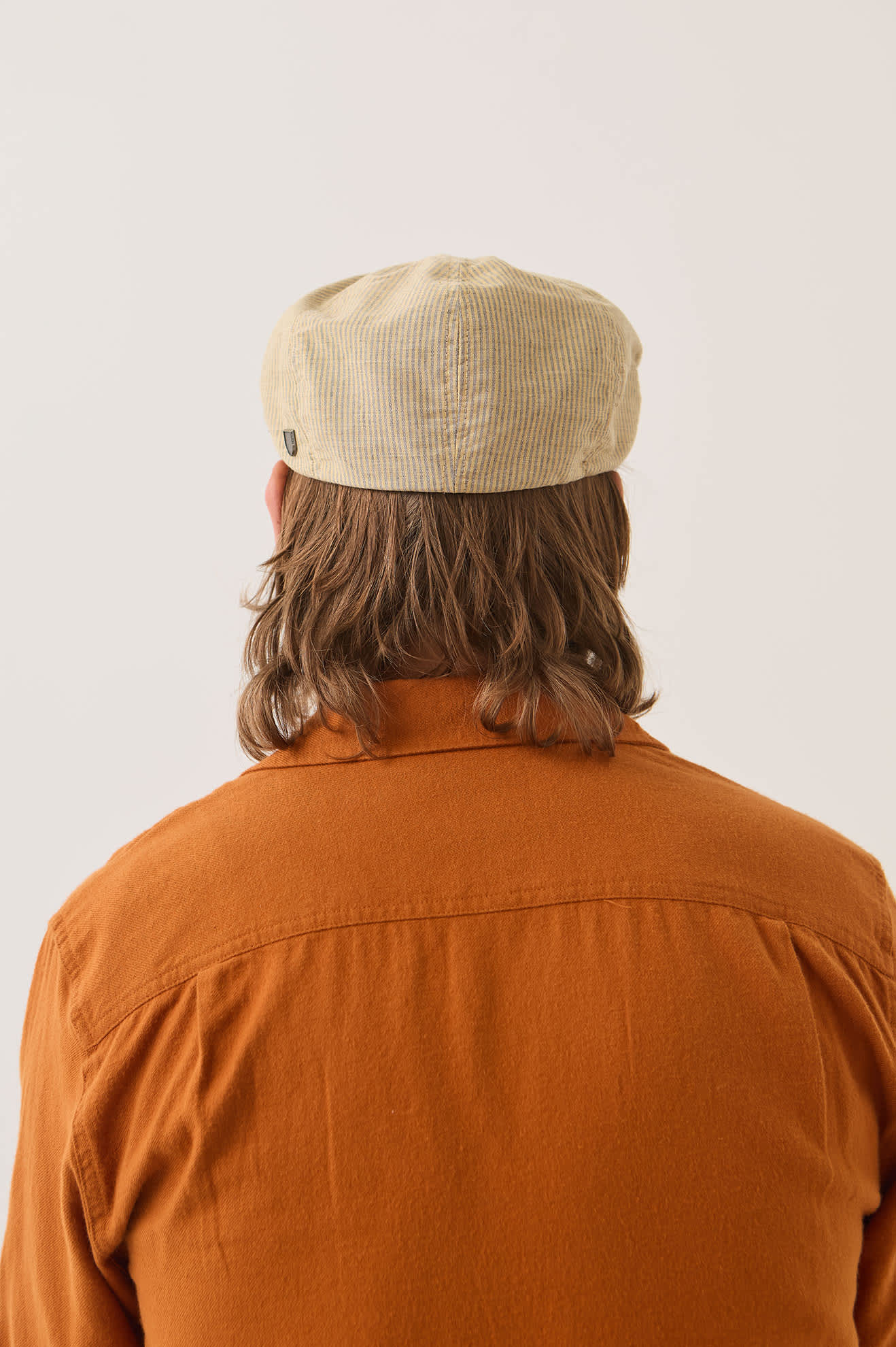 brixton-hooligan-flat-cap-khaki-stripe-washed-black-canvas image 6