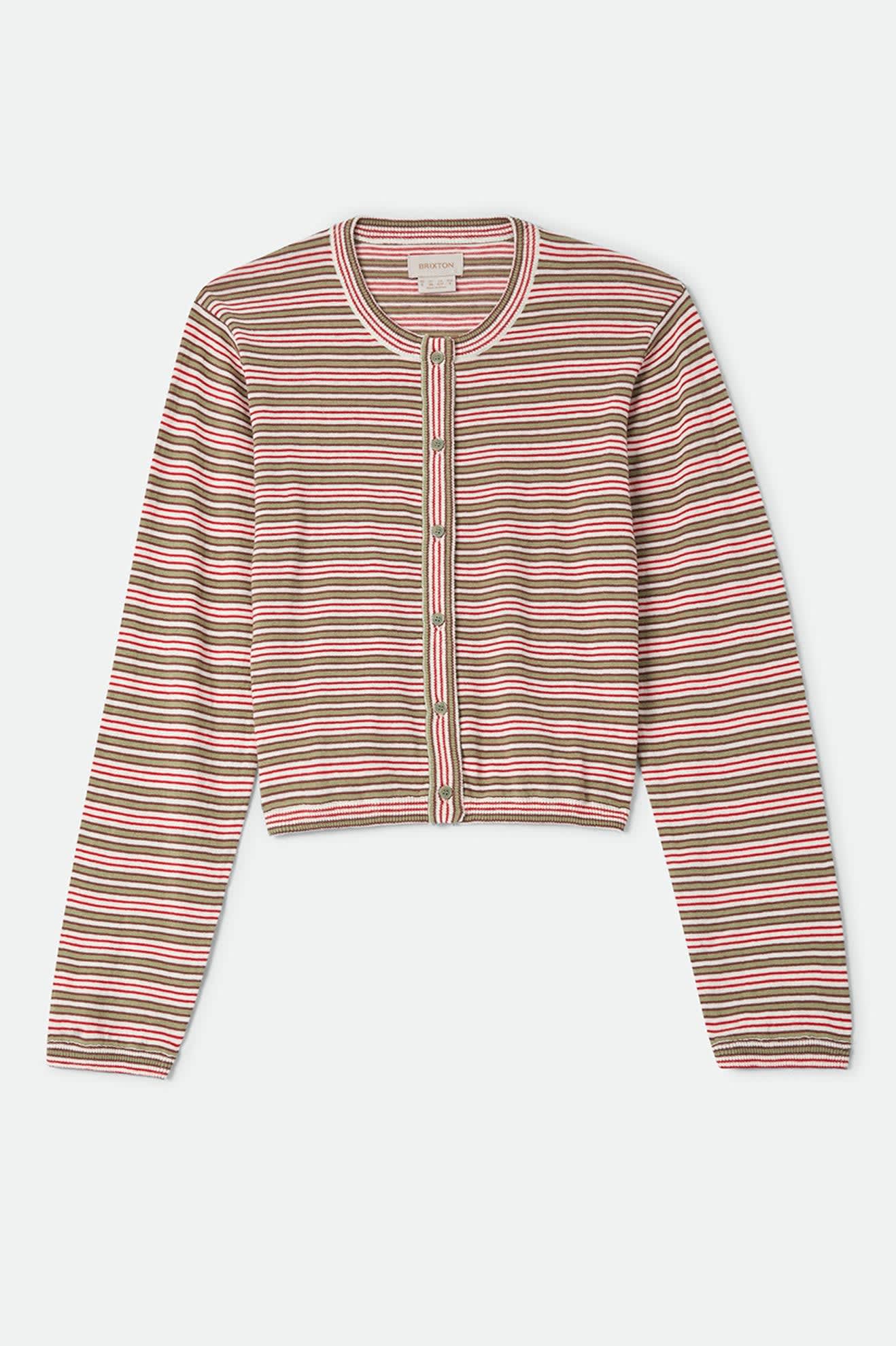 brixton-bixby-cardigan-green-multi-stripe-baumwollstrick image 2