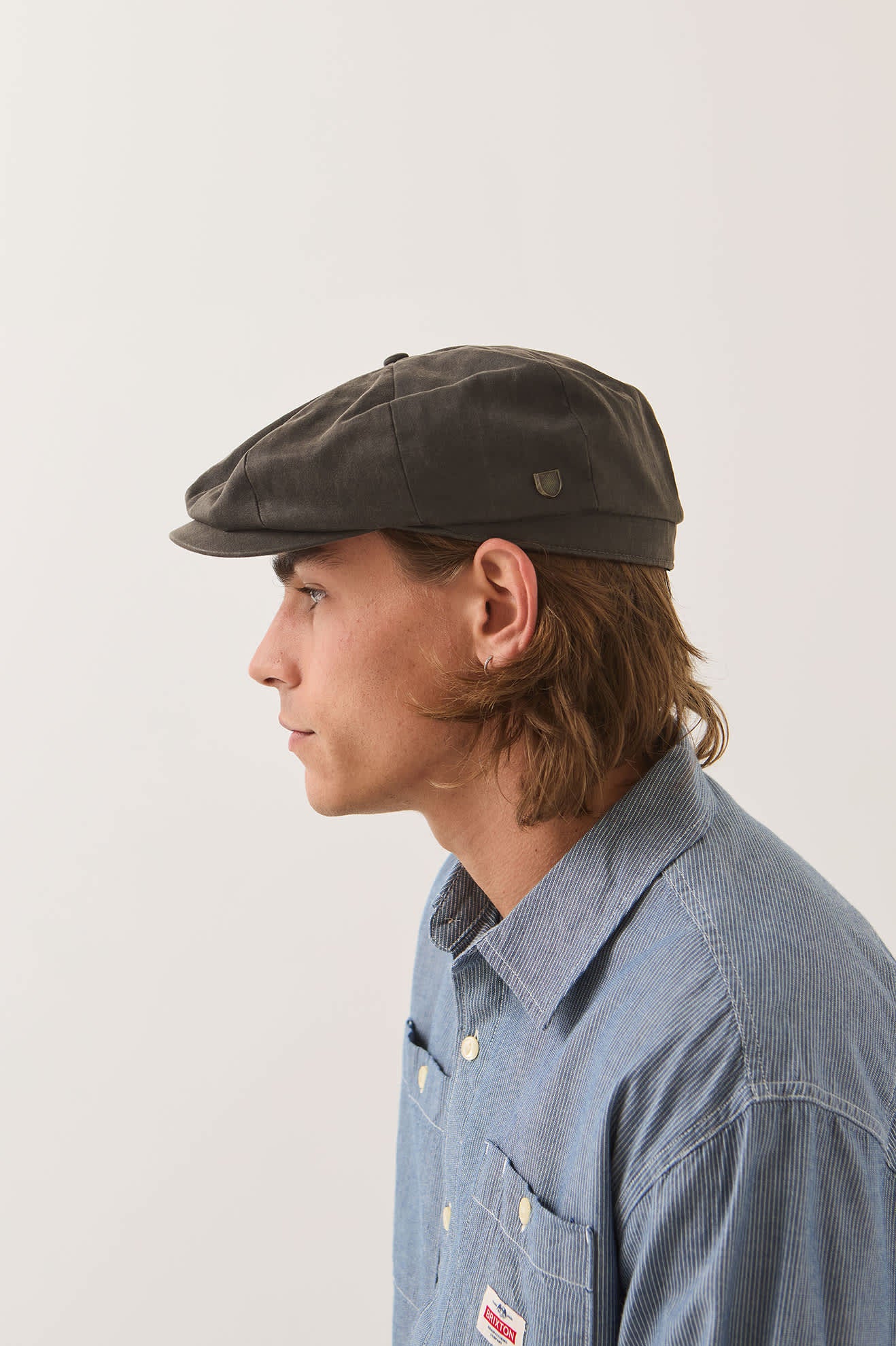brixton-brood-baggy-flannel-snap-cap-braun-kunstleder image 3