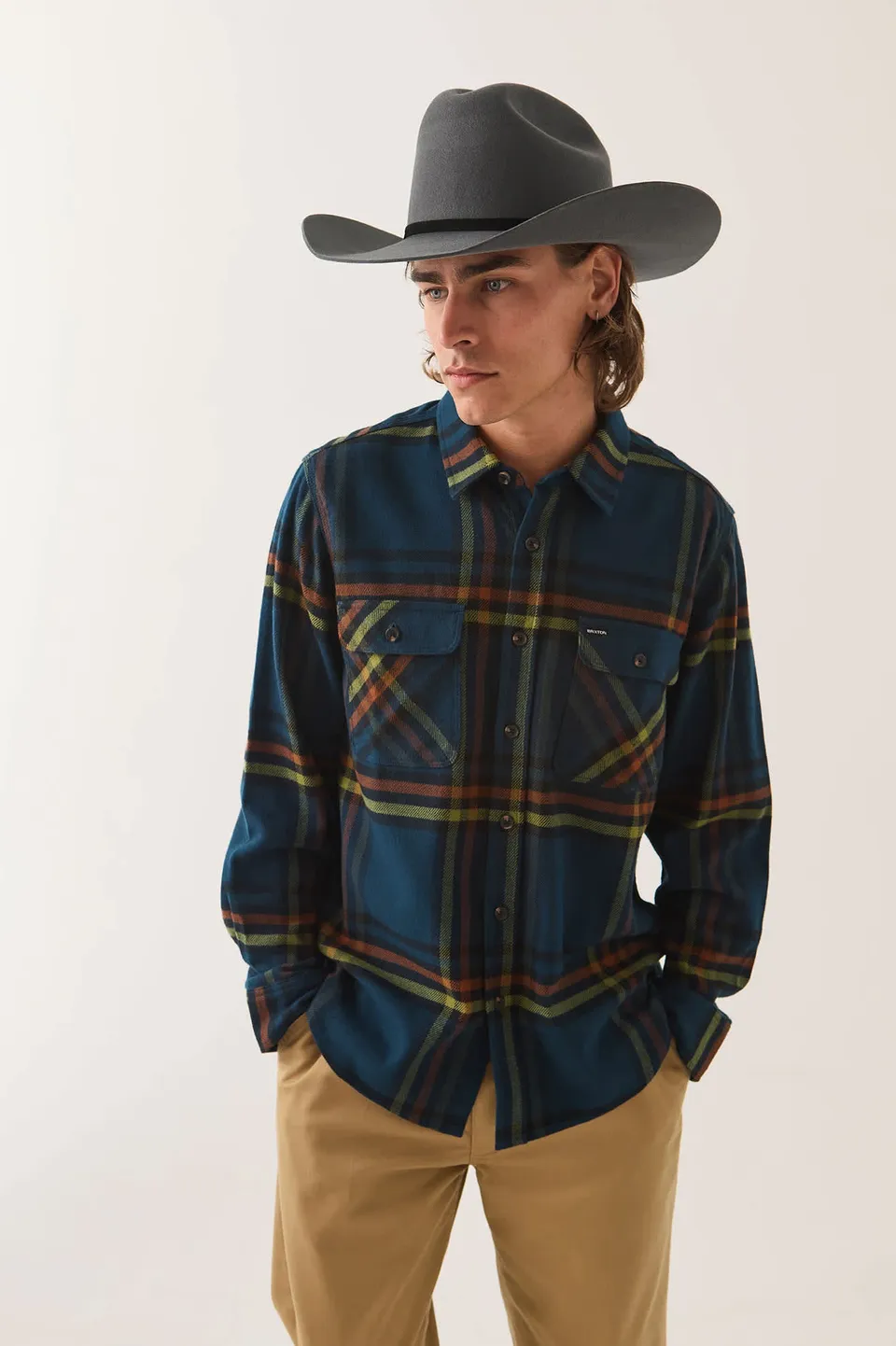 brixton-bowery-flannel-hemd-marine-blue image 1