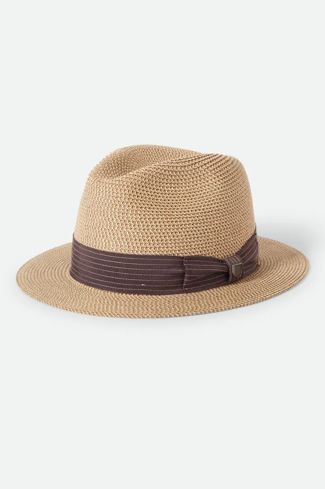 brixton-roma-fedora-strohhut-braun-packable image 1