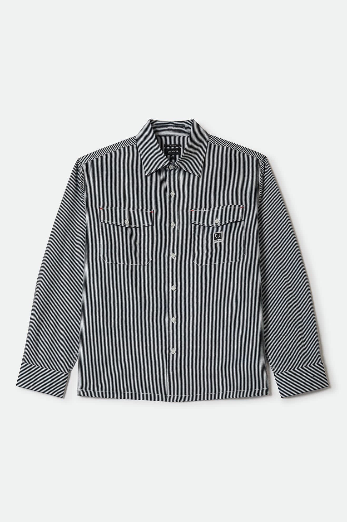 brixton-journey-lightweight-hemd-navy-white-stripe-langarm image 1