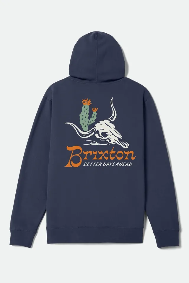 brixton-barren-hoodie-washed-navy-mit-brustprint-kapuzenpullover image 1