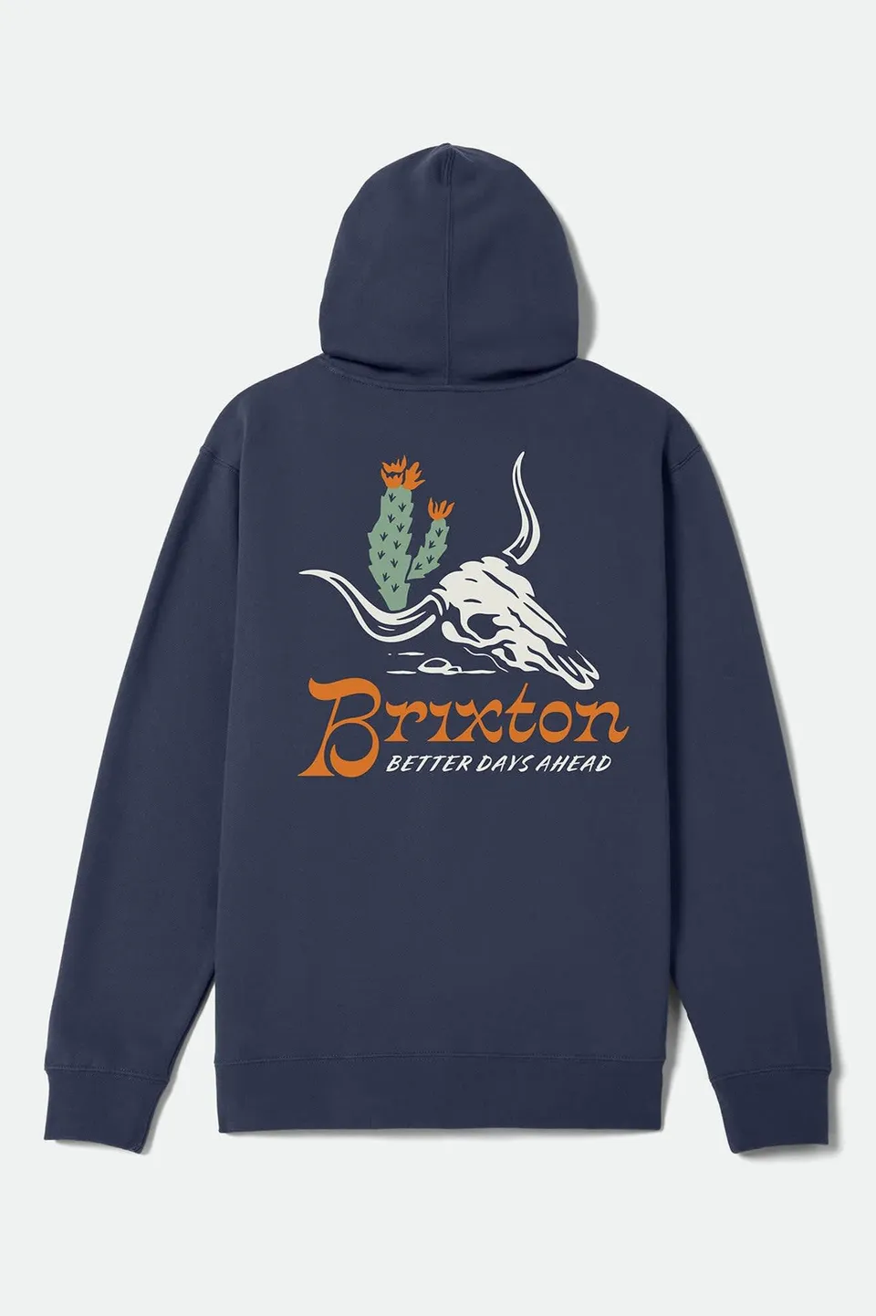 brixton-barren-hoodie-washed-navy-mit-brustprint-kapuzenpullover image 1