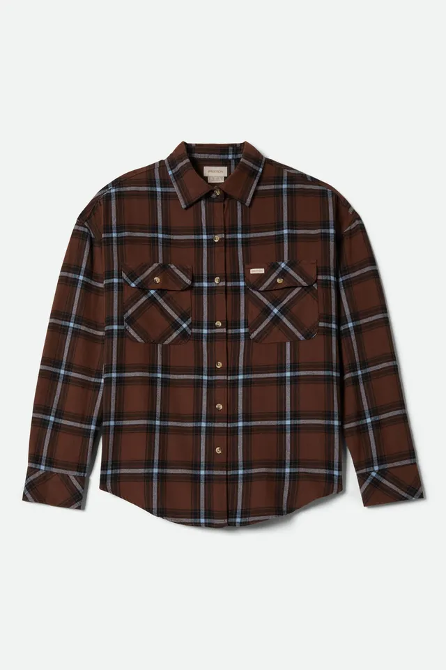 brixton-bowery-vintage-overshirt-flanellhemd-braun-blau image 1