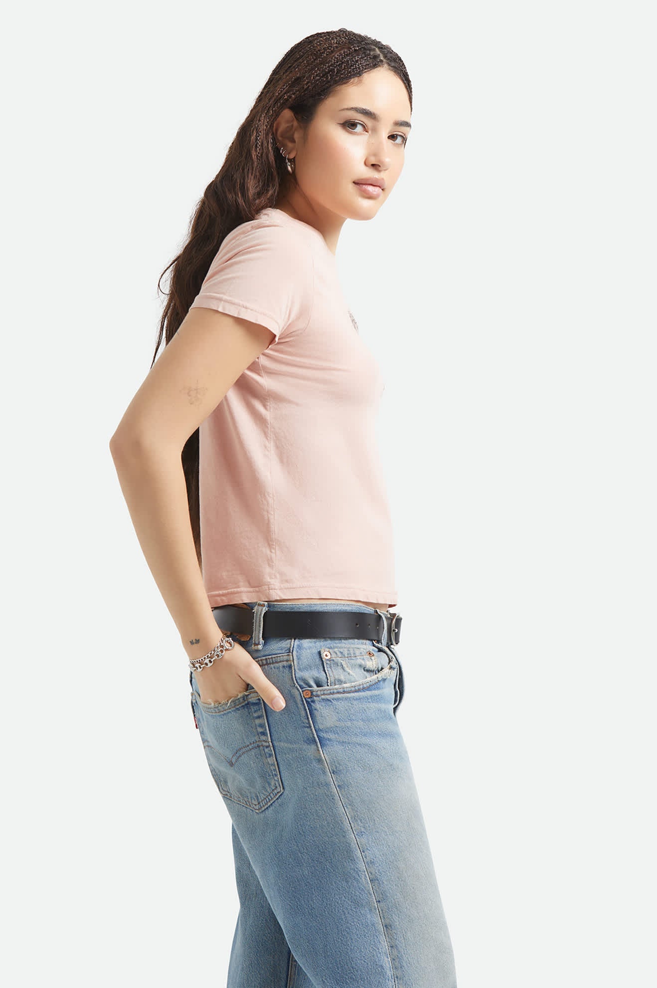 brixton-pony-club-slim-crew-t-shirt-silver-pink-print image 3