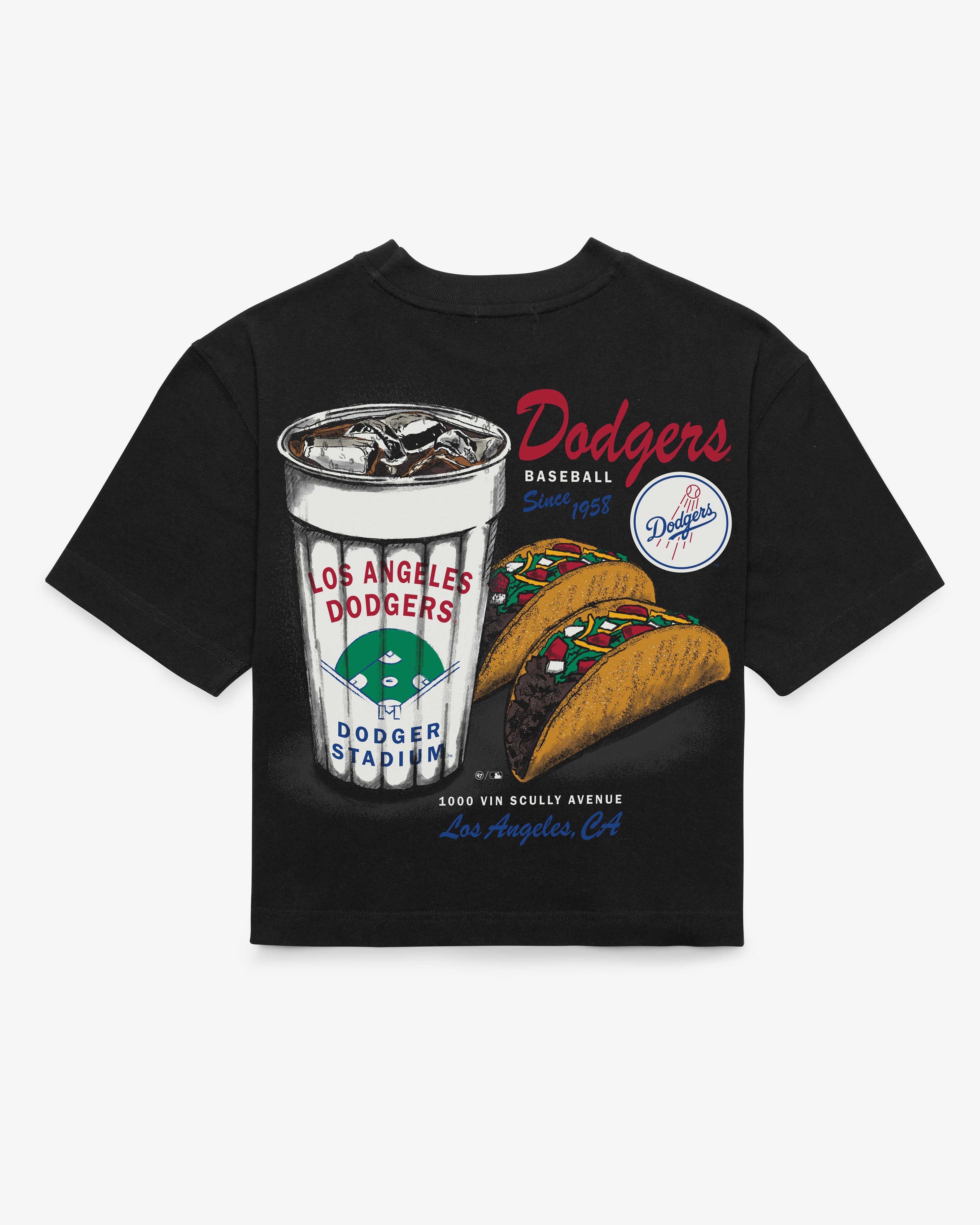 47-brand-reed-city-dodgers-damen-t-shirt-flint-black-cropped image 3