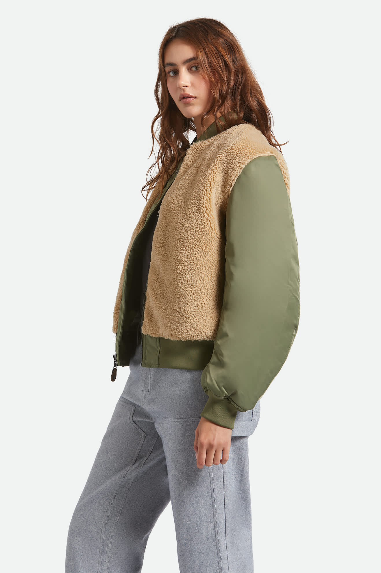 brixton-sherpa-surplus-bomberjacke-olive-surplus-damen image 4