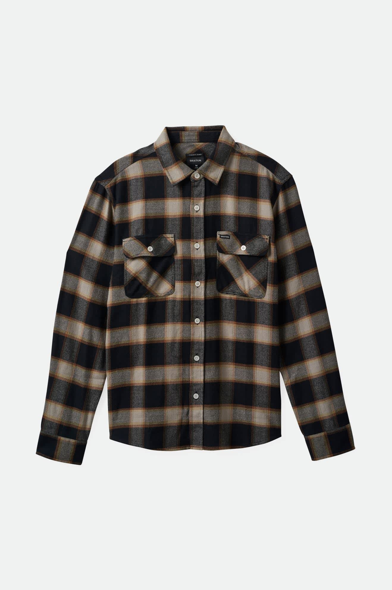 brixton-bowery-flannel-herren-flanellhemd-black-cream image 1