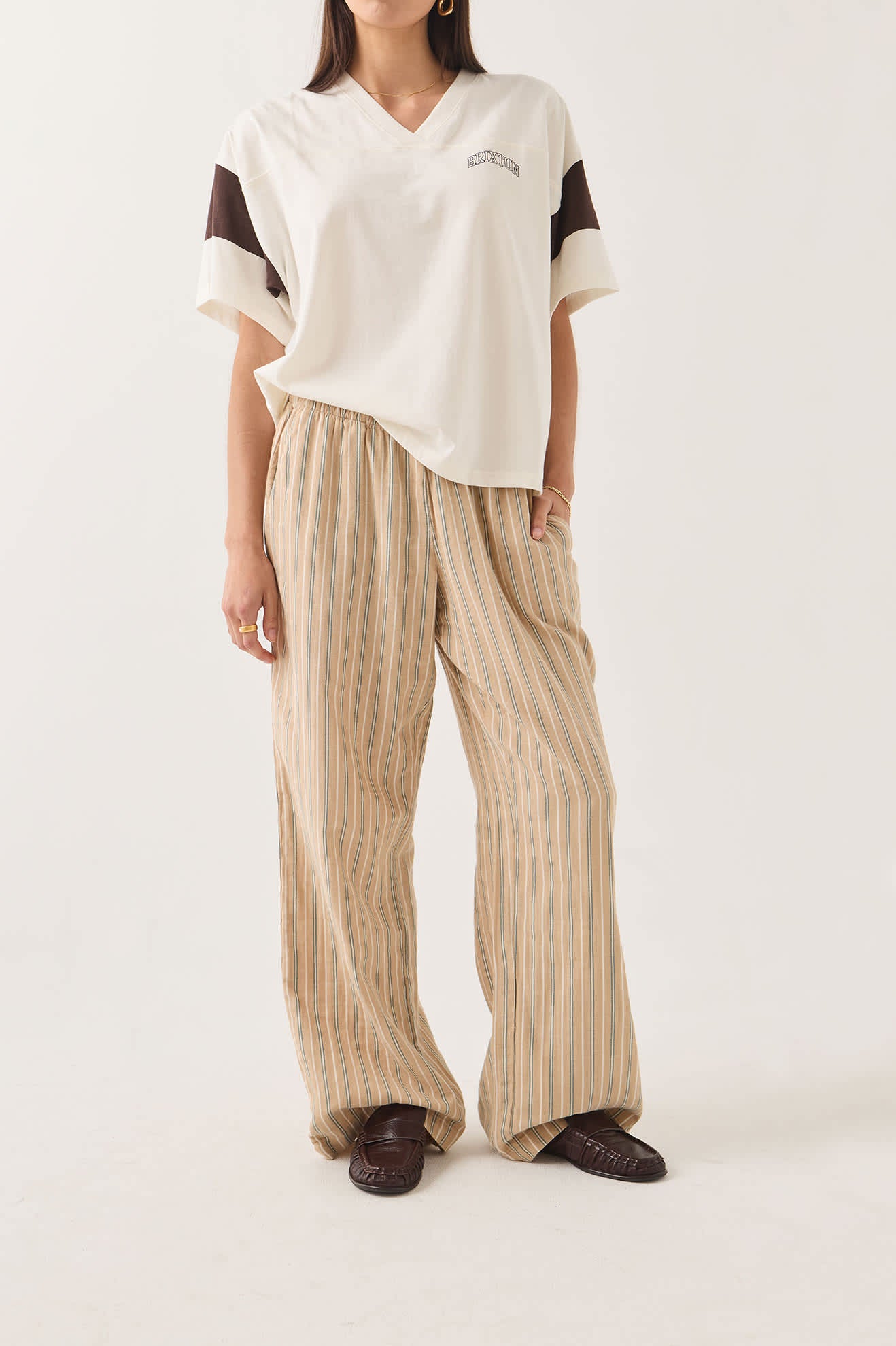 brixton-lounge-pant-hose-sand-streifen image 1