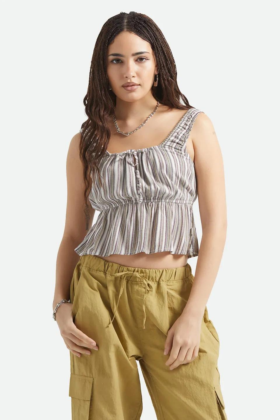 brixton-abigail-tie-top-worn-in-robust-red-stripe-damen image 1