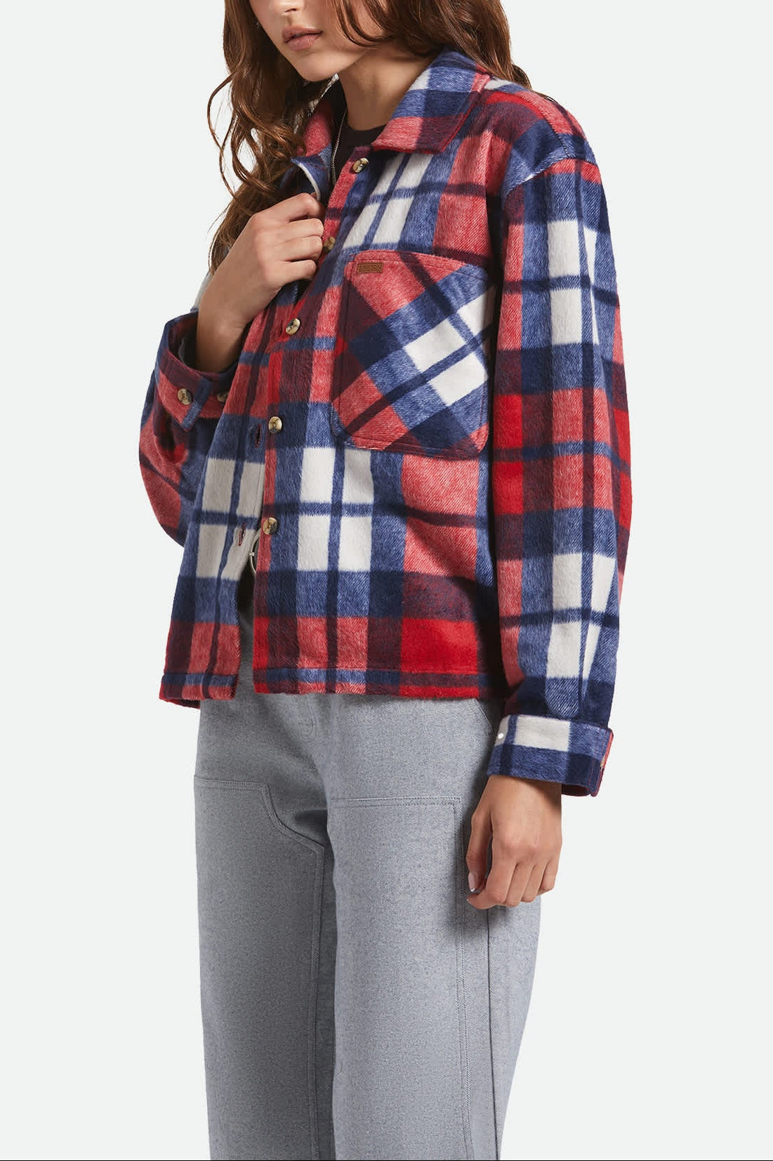 brixton-bowery-flanellhemd-damen-navy-kariert image 3