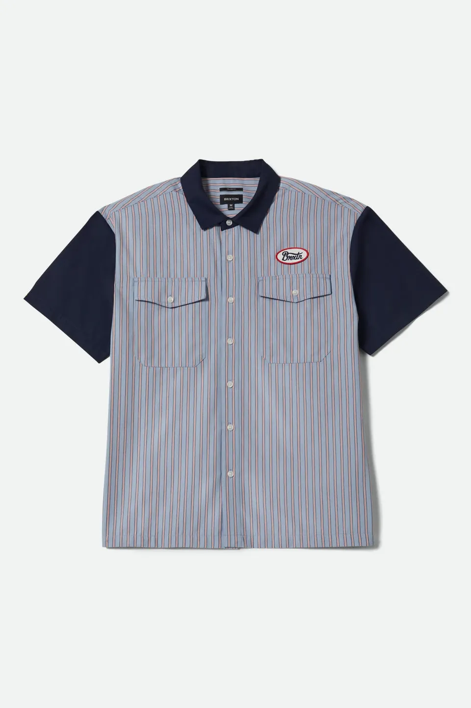 brixton-builders-olson-short-sleeve-hemd-blue-aura-stripe image 1