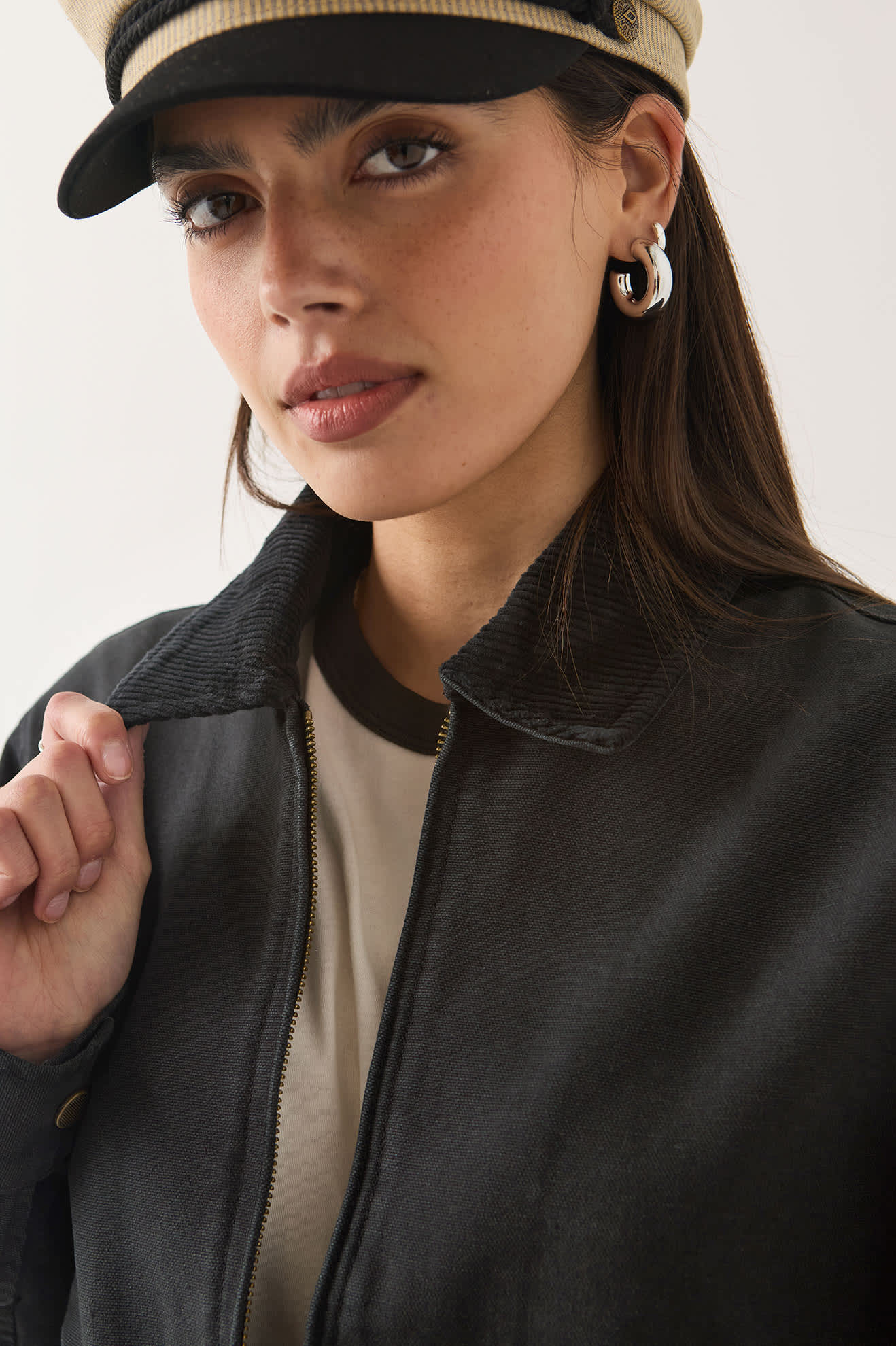 brixton-mechanics-garage-zip-jacke-damen-schwarz-canvas image 4