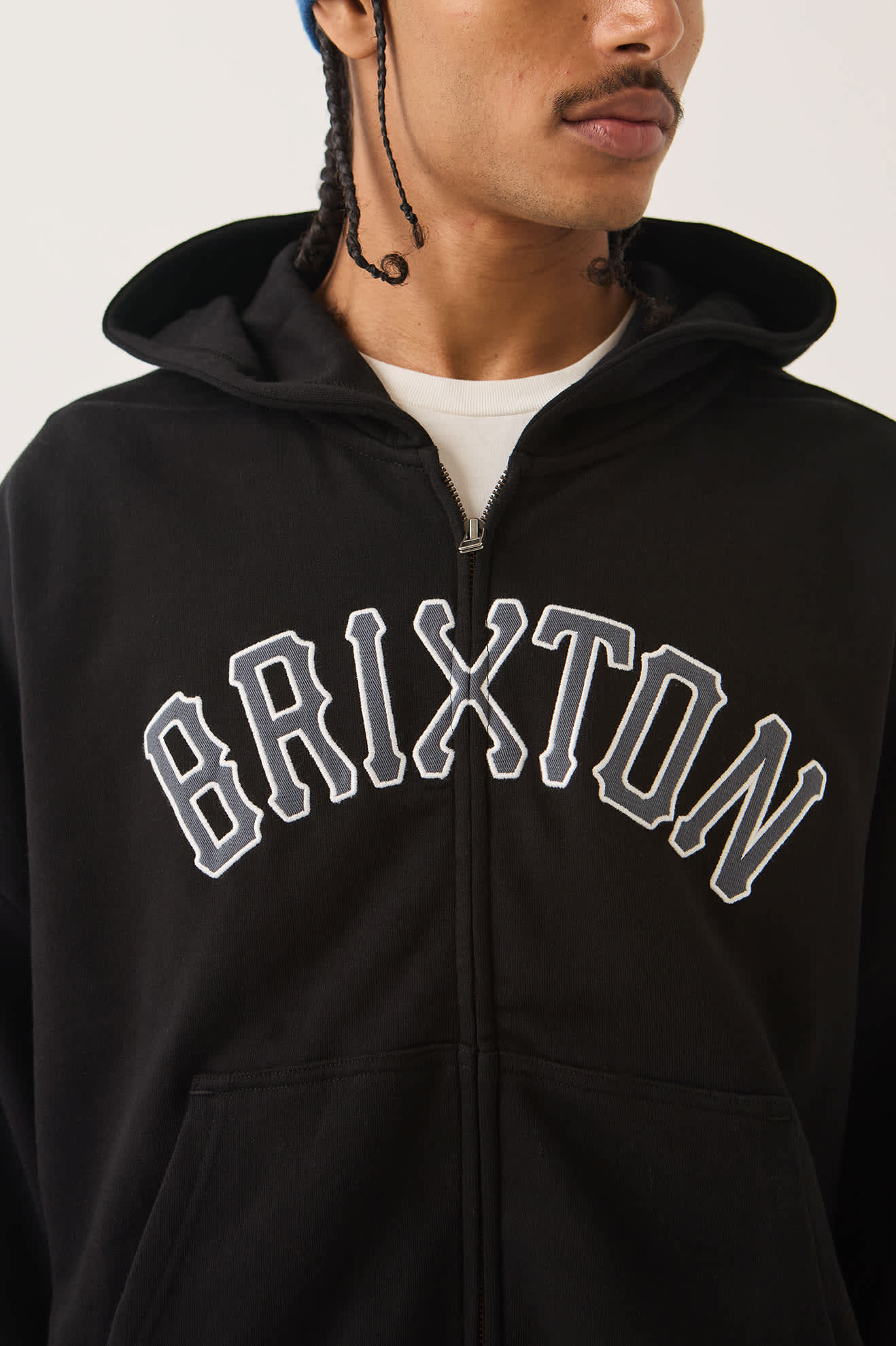 brixton-dugout-zip-hood-fleece-black-grey-terry image 4
