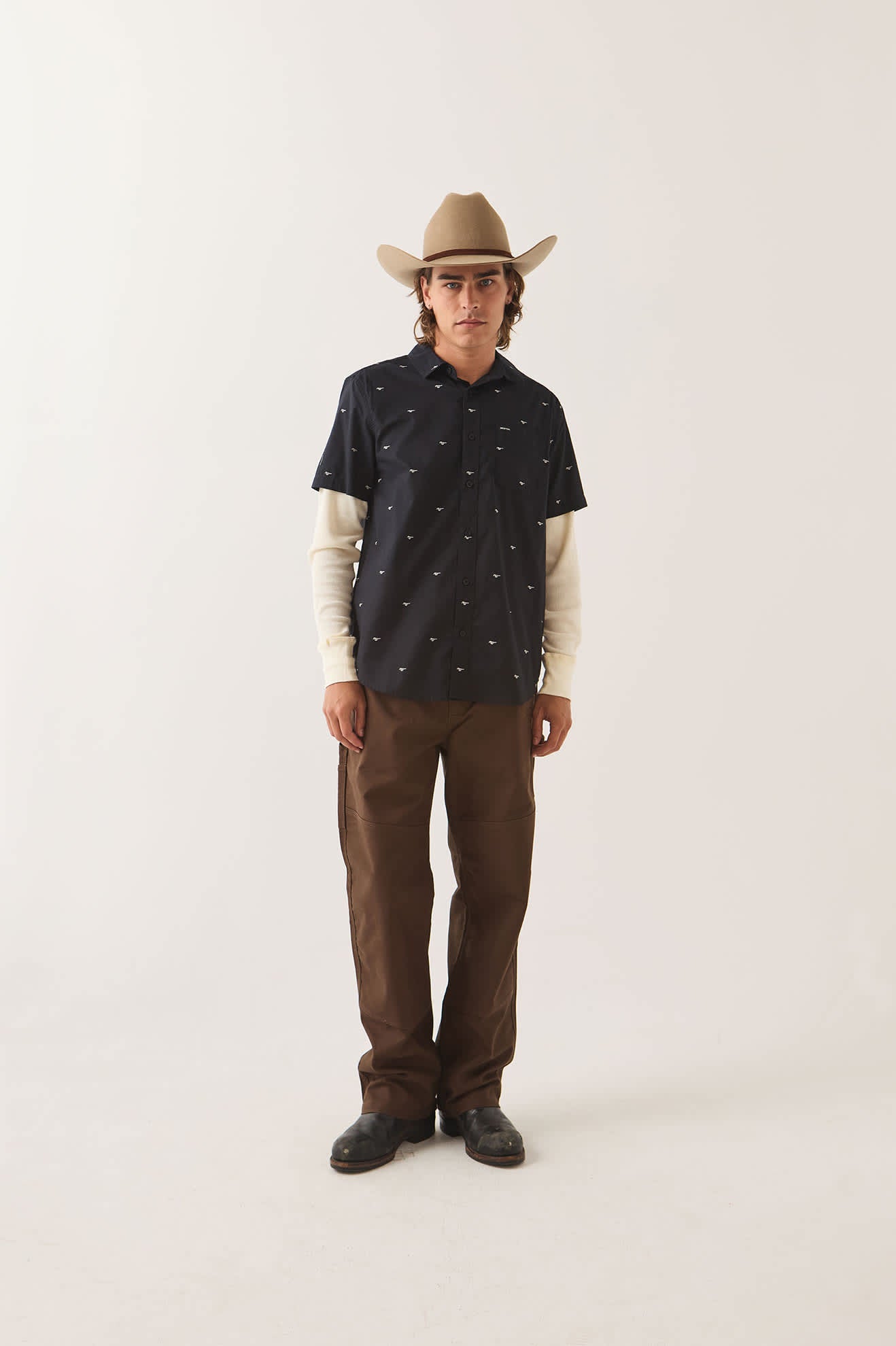 brixton-ford-mustang-shirt-mustang-burnt-rubber-button-up image 3